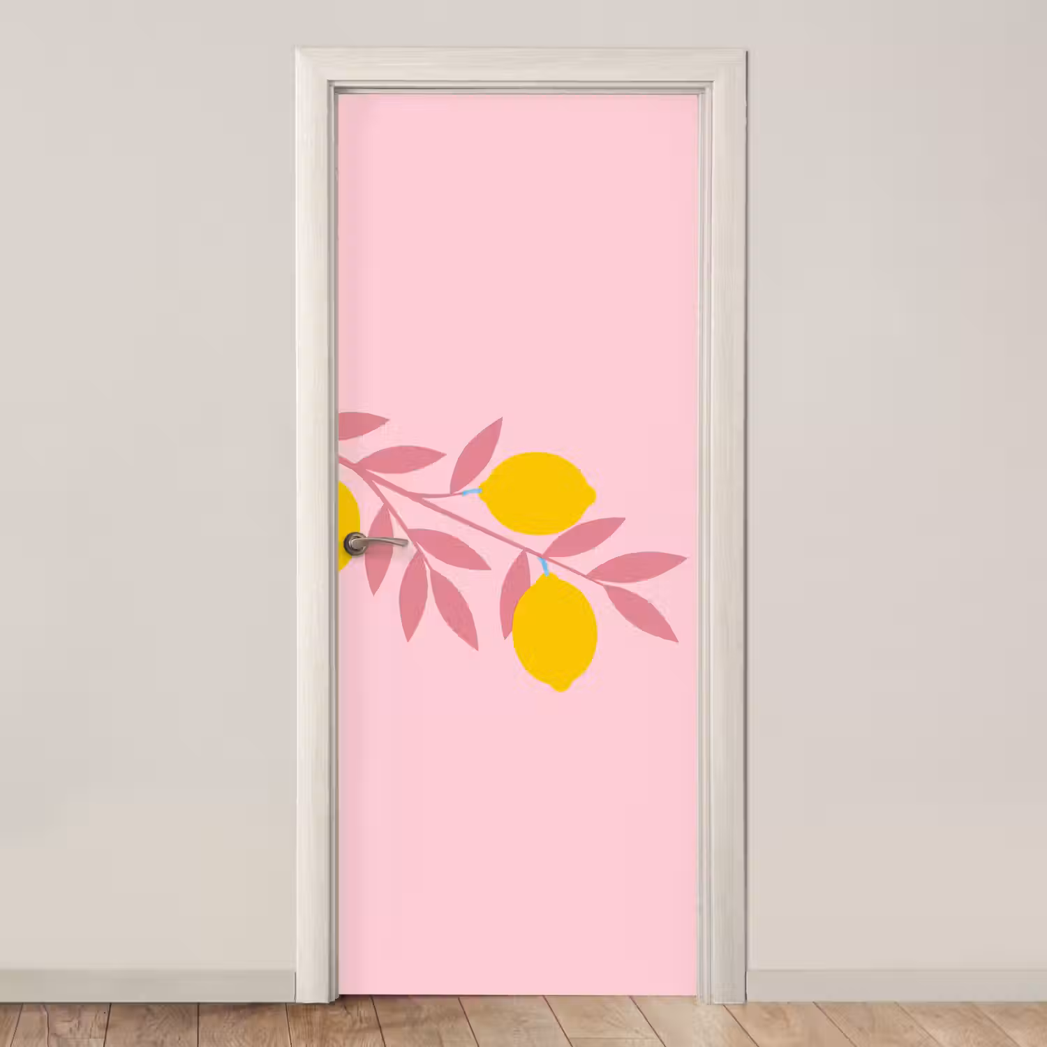Fruit - Tak - Natuur - Abstract - Roze deurposter klein -3d_beige