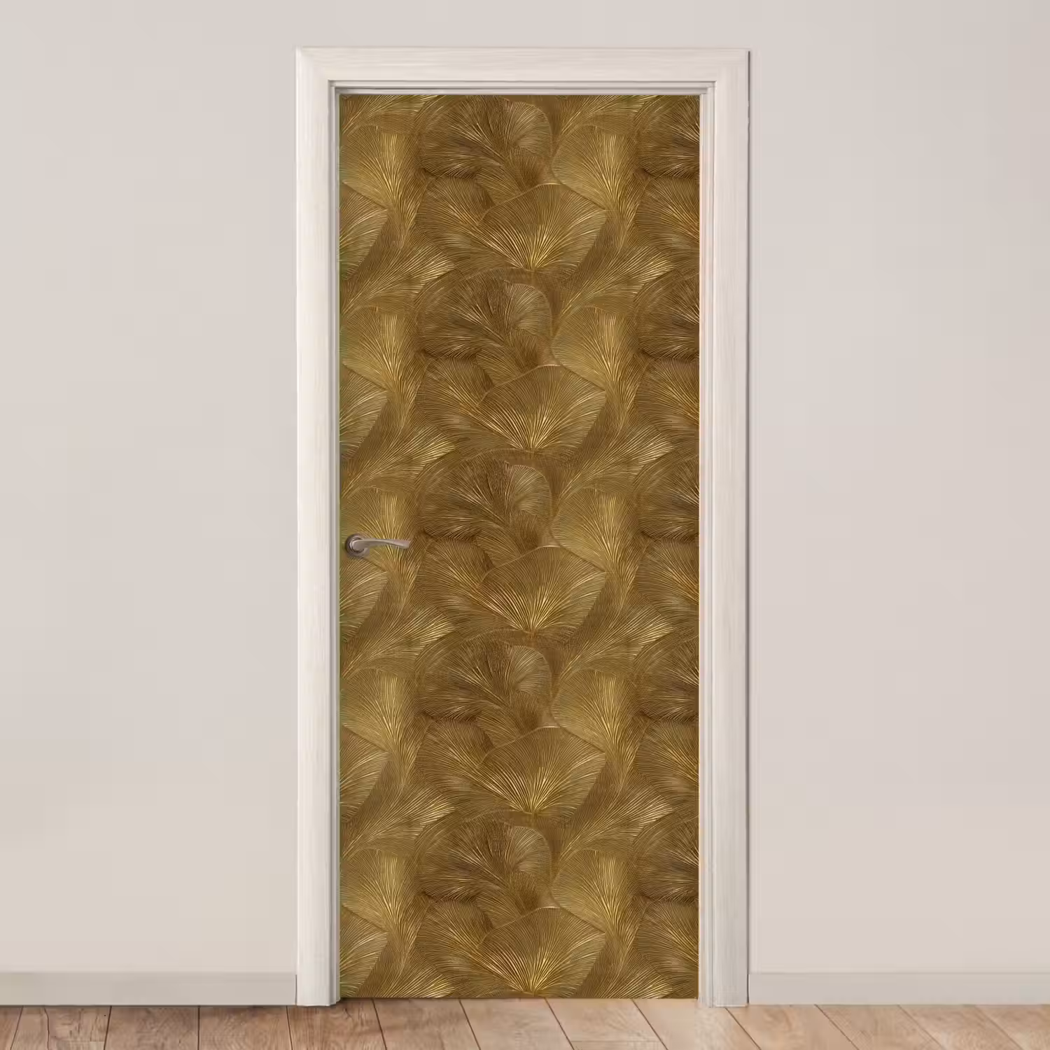 Organisch - Lijnen - Goud deurposter klein 289 -3d_beige