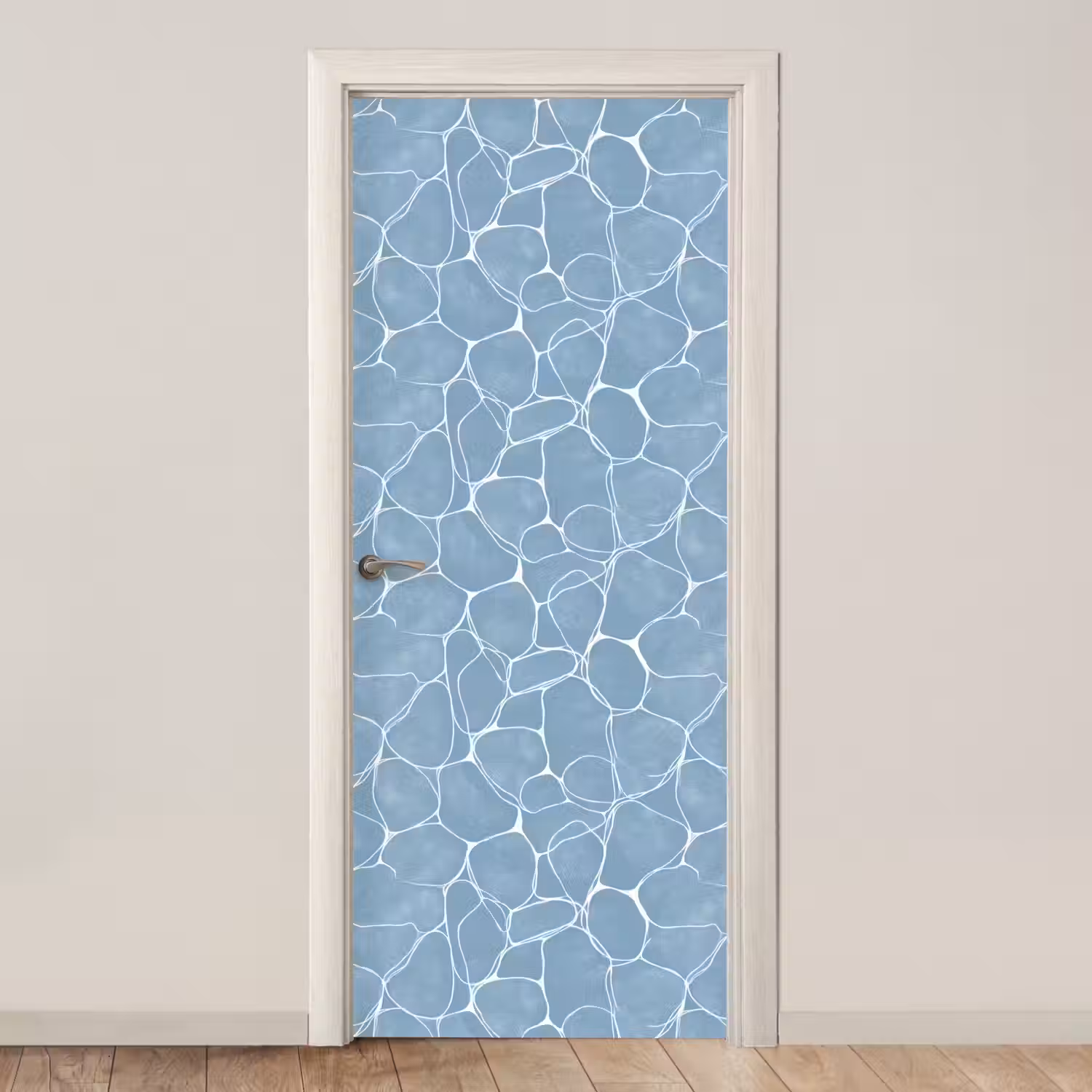 Organisch - Patroon - Blauw deurposter klein 289 -3d_beige