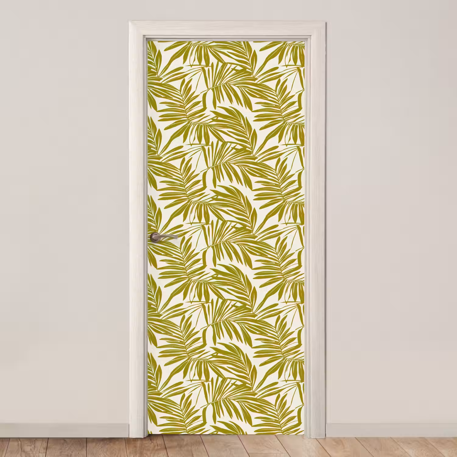 Palmblad - Patroon - Groen deurposter klein 289 -3d_beige