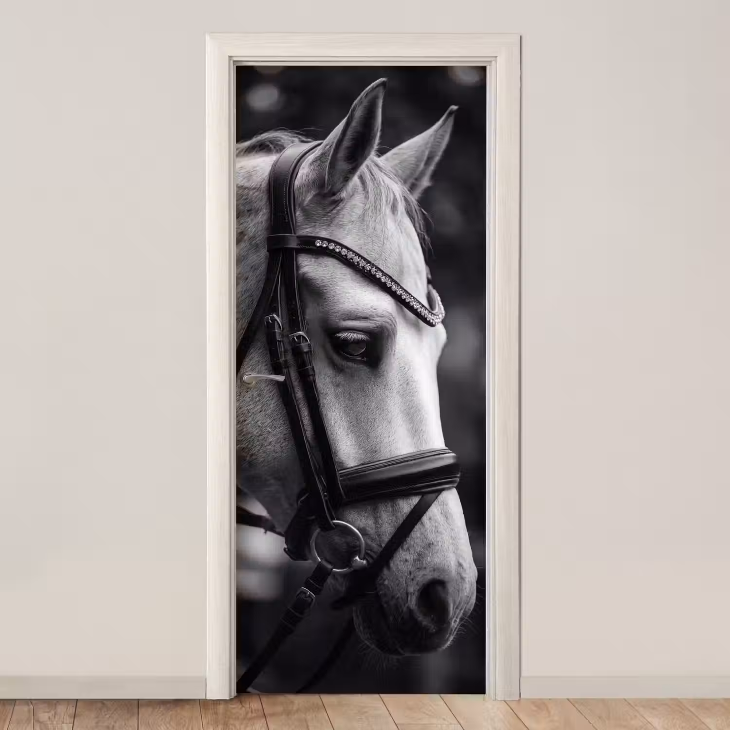 Paard - Schimmel - Portret deurposter klein -3d_beige