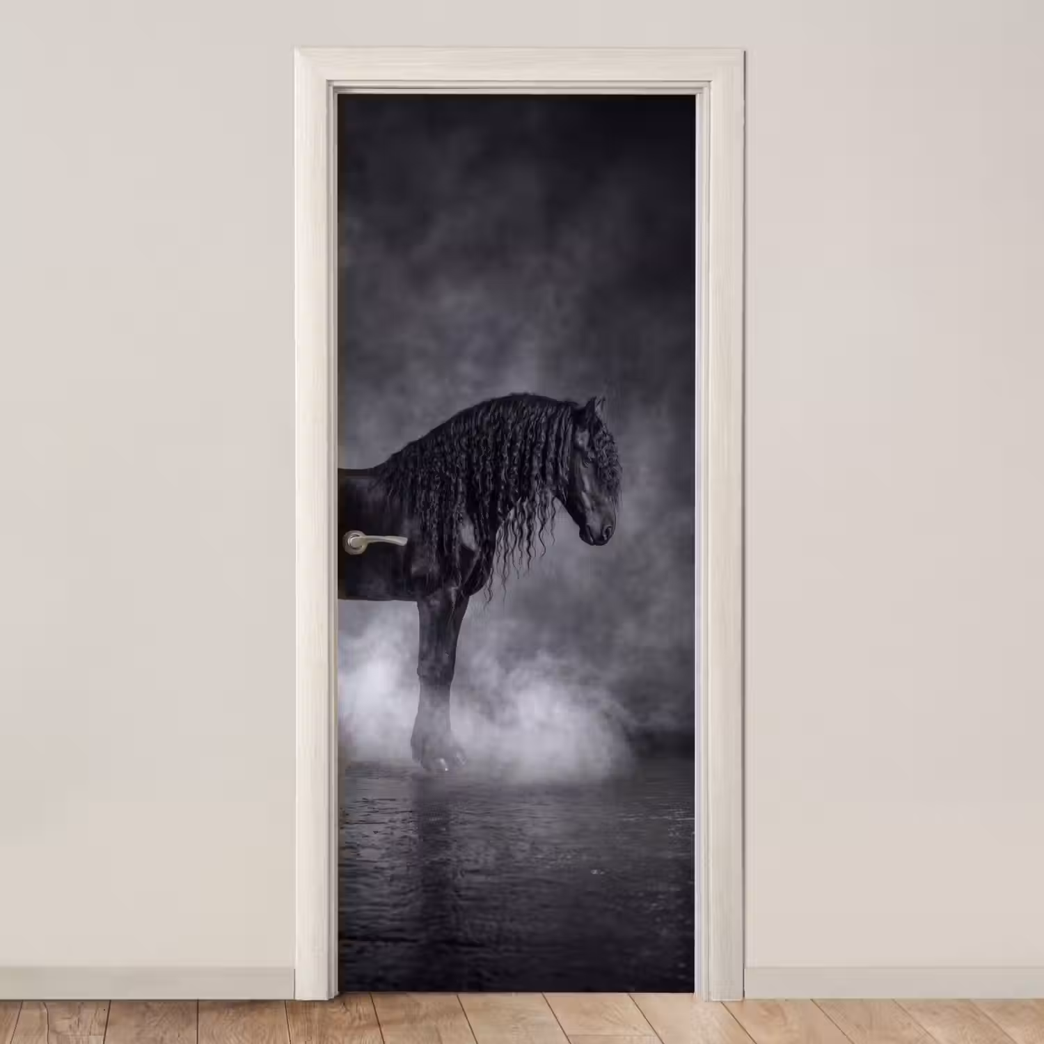 Paard - Magisch - Zwart deurposter klein -3d_beige