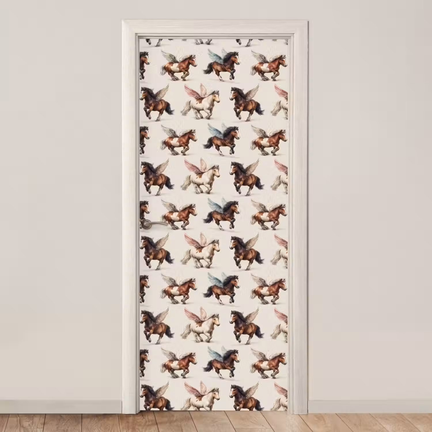 Paarden - Vleugels - Kleurrijk deurposter klein 289 -3d_beige