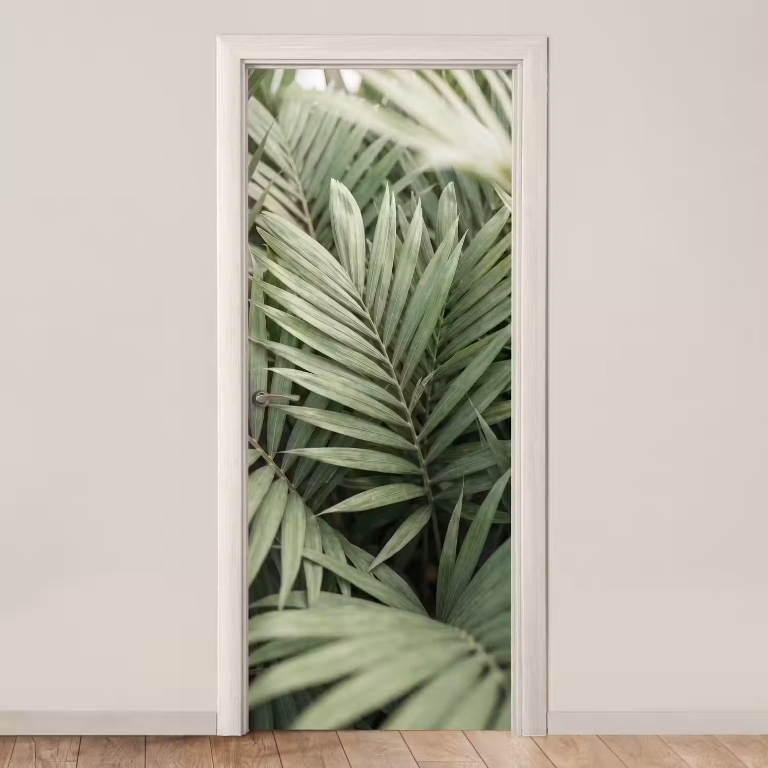 Plant - Palmbladeren - Natuur - Groen deurposter klein -3d_beige