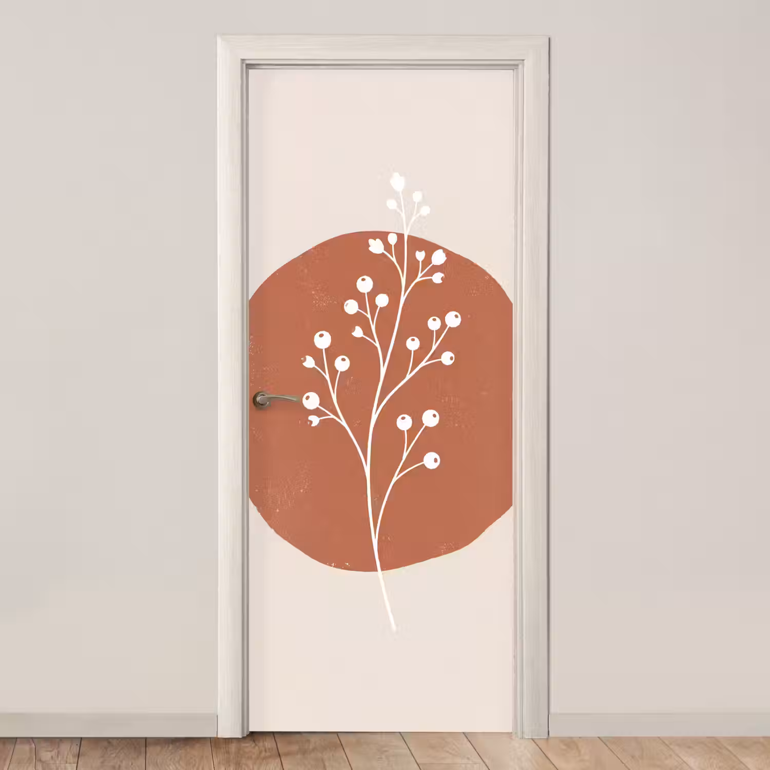 Plant - Tak - Abstract - Modern - Wit deurposter klein -3d_beige
