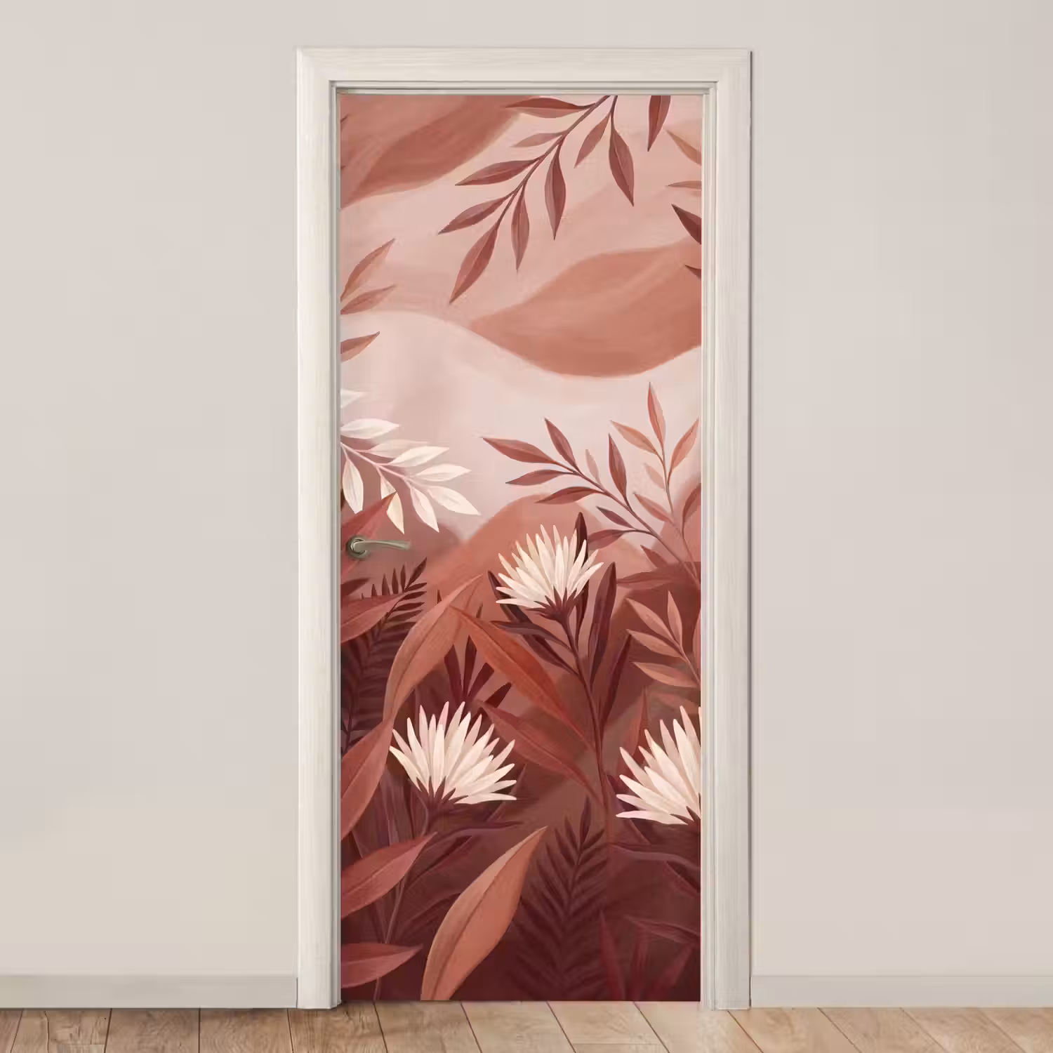 Planten - Bladeren - Botanisch - Modern - Bruin deurposter klein -3d_beige