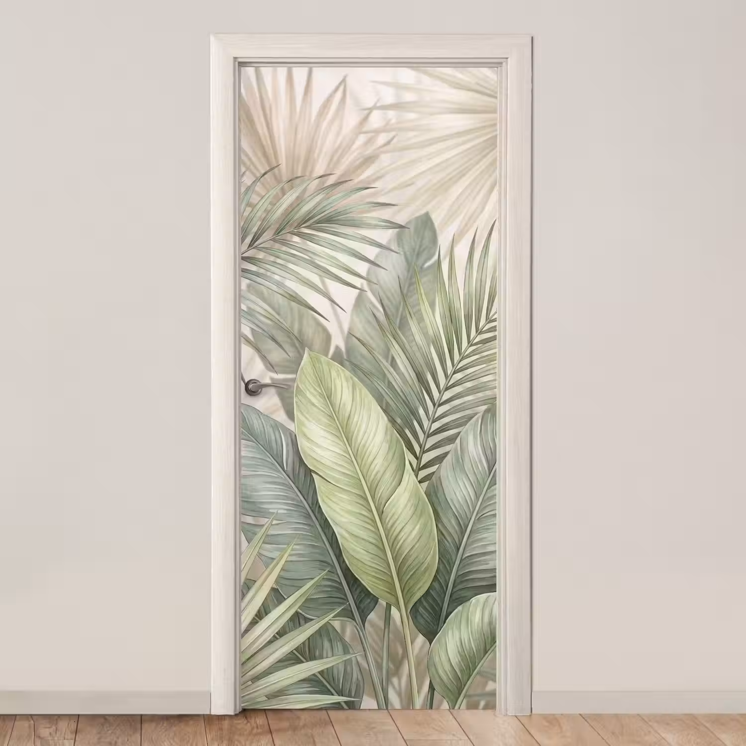 Planten - Tropisch - Bladeren - Groen - Natuur deurposter klein -3d_beige
