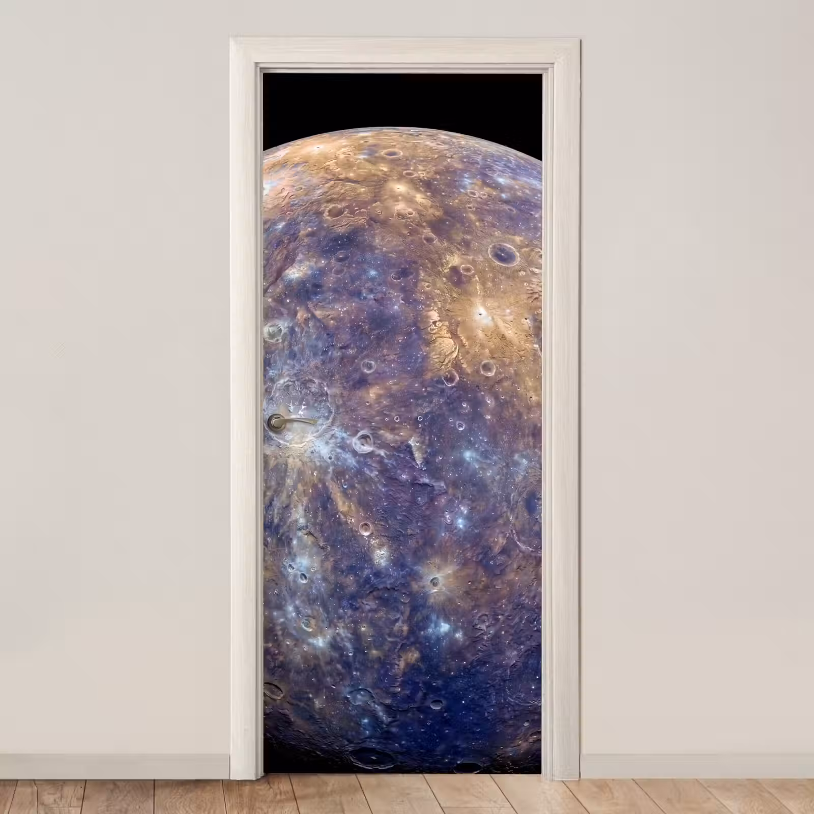 Türtapete - Planet – Krater – Weltraum - Planeet - Kraters - Ruimte deurposter klein