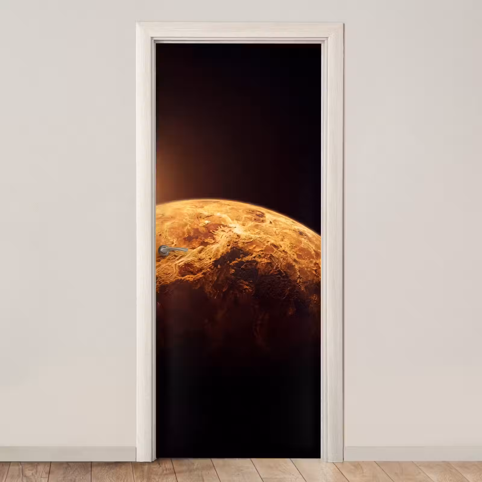 Türtapete - Planet – Weltraum – Orange - Planeet - Ruimte - Oranje deurposter klein