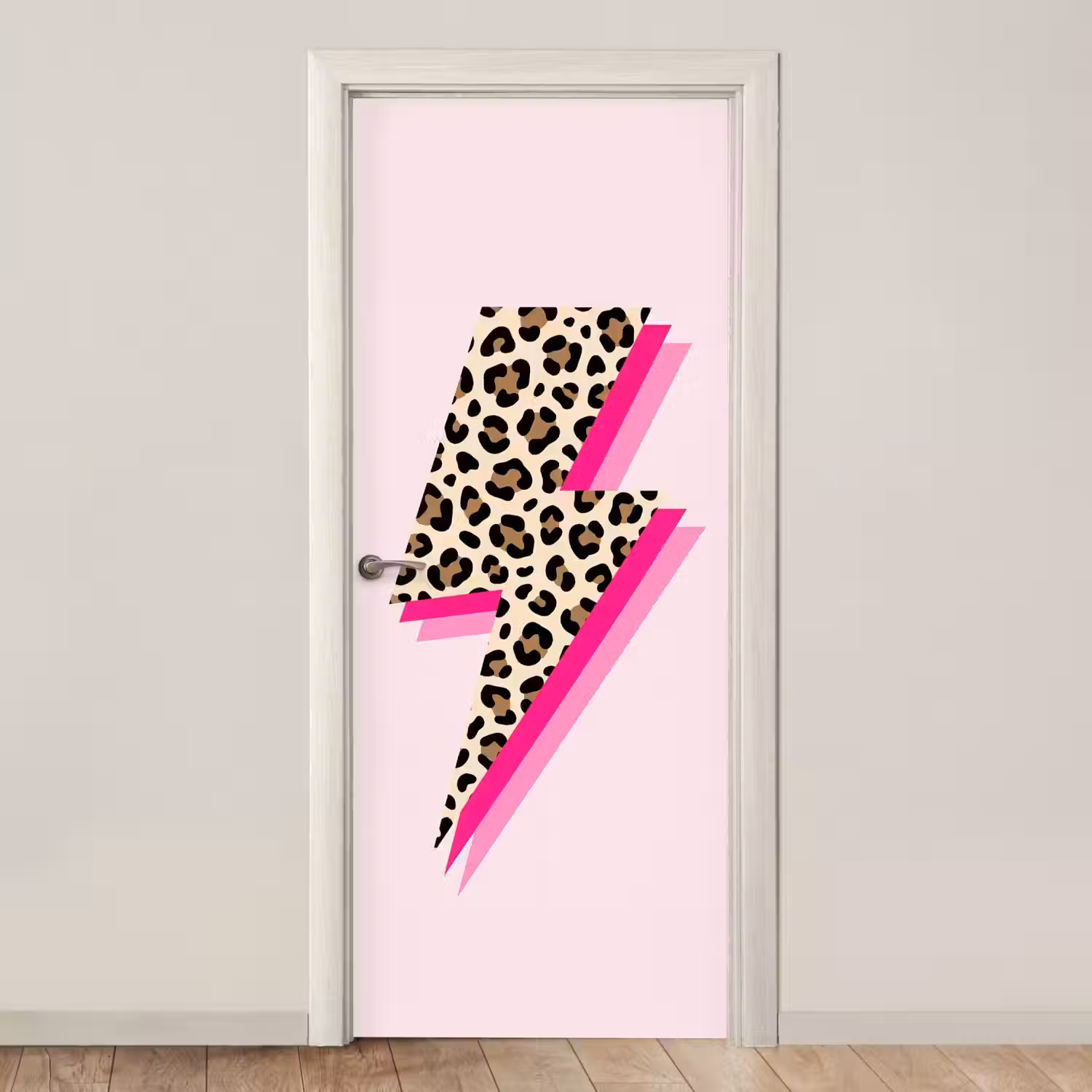 Stippen - Roze - Bliksem deurposter klein -3d_beige
