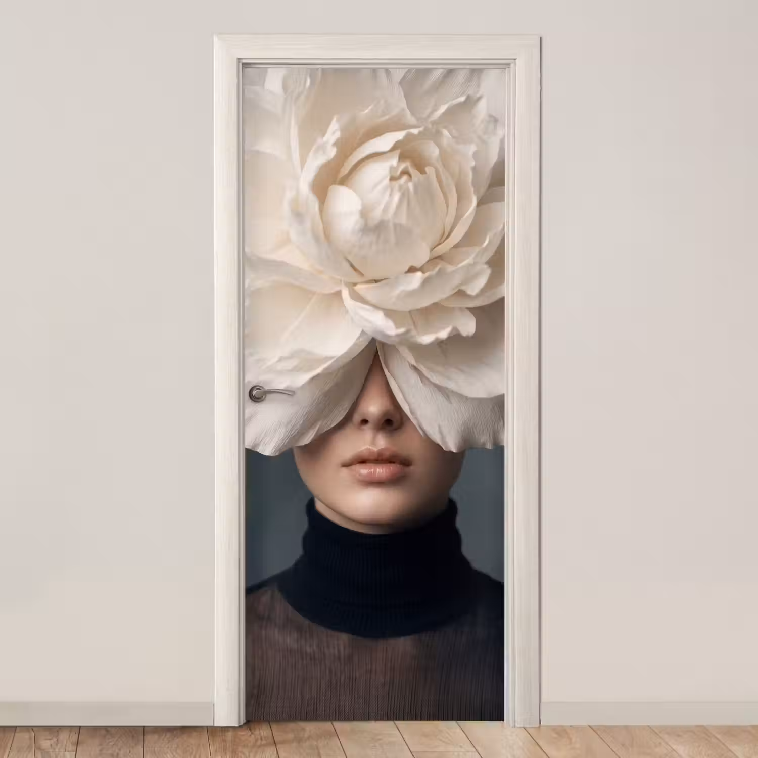 Portret - Mysterieus - Wit deurposter klein -3d_beige