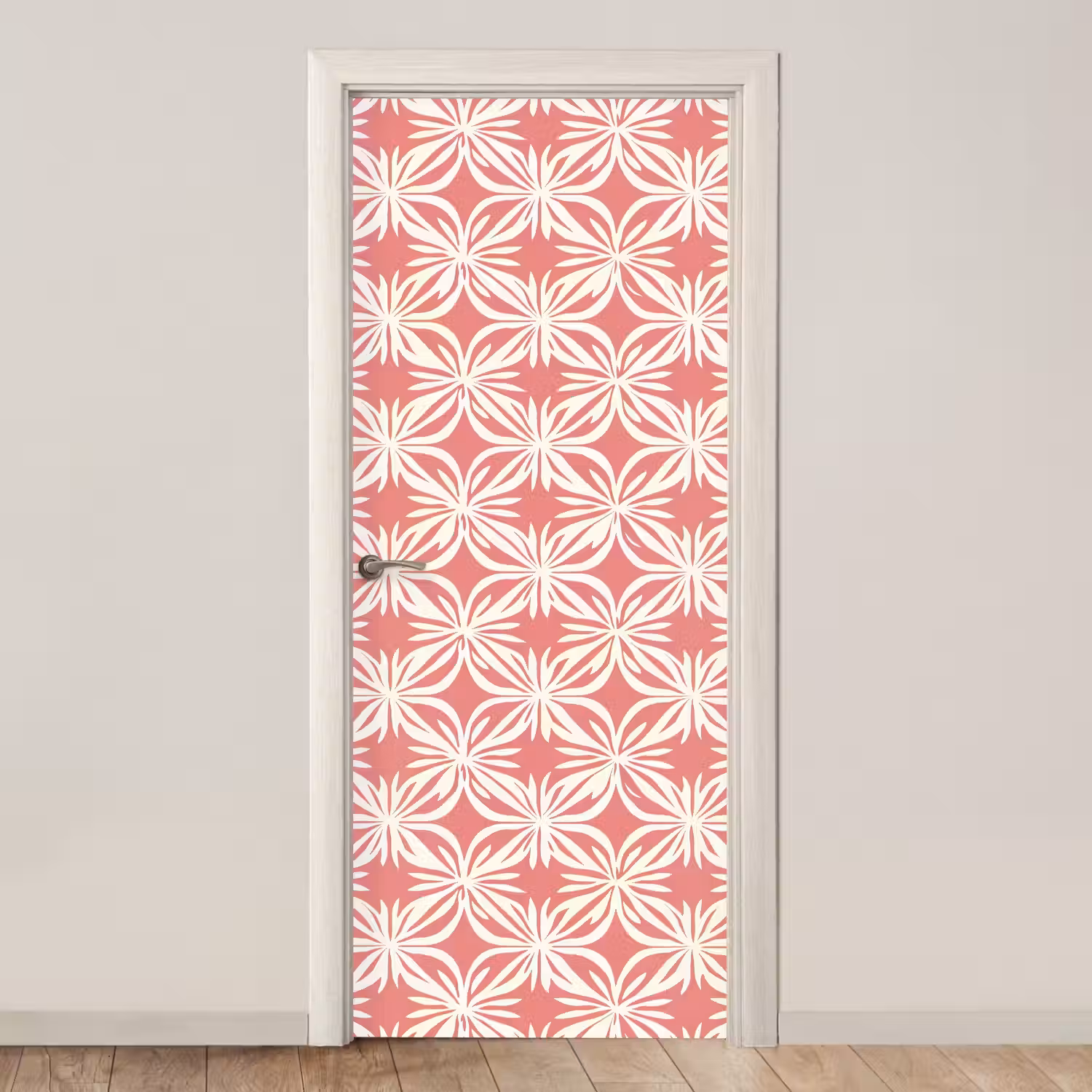 Roze - Bloemenmotief - Wit - Modern deurposter klein 289 -3d_beige