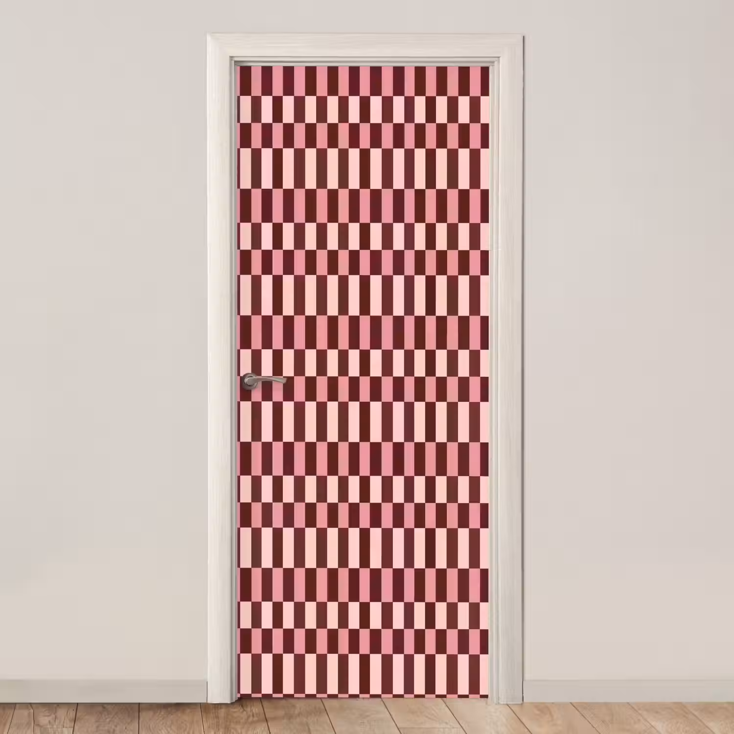 Roze - Rood - Blokjes deurposter klein 289 -3d_beige