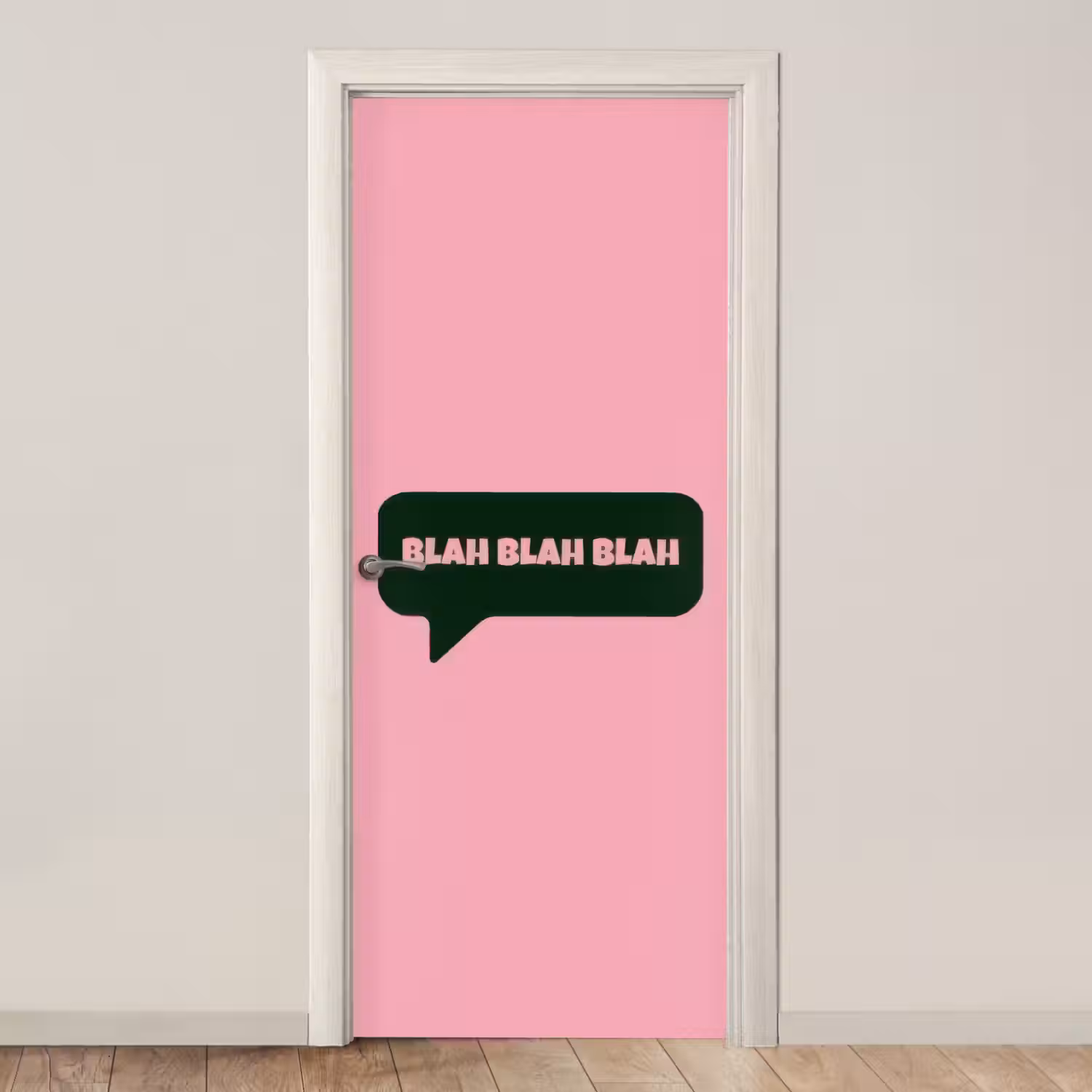 Roze - Tekstwolk - Groen - BLAH BLAH BLAH deurposter klein -3d_beige