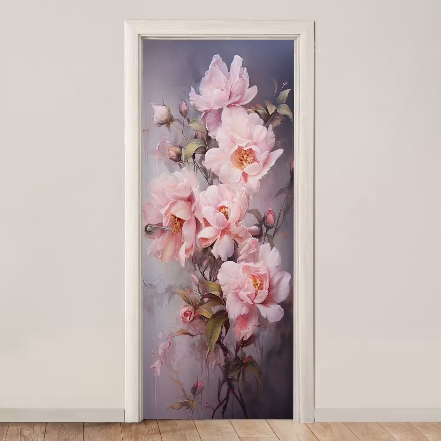 Rozen - Bloemen - Roze - Kunst - Watercolor deurposter klein -3d_beige