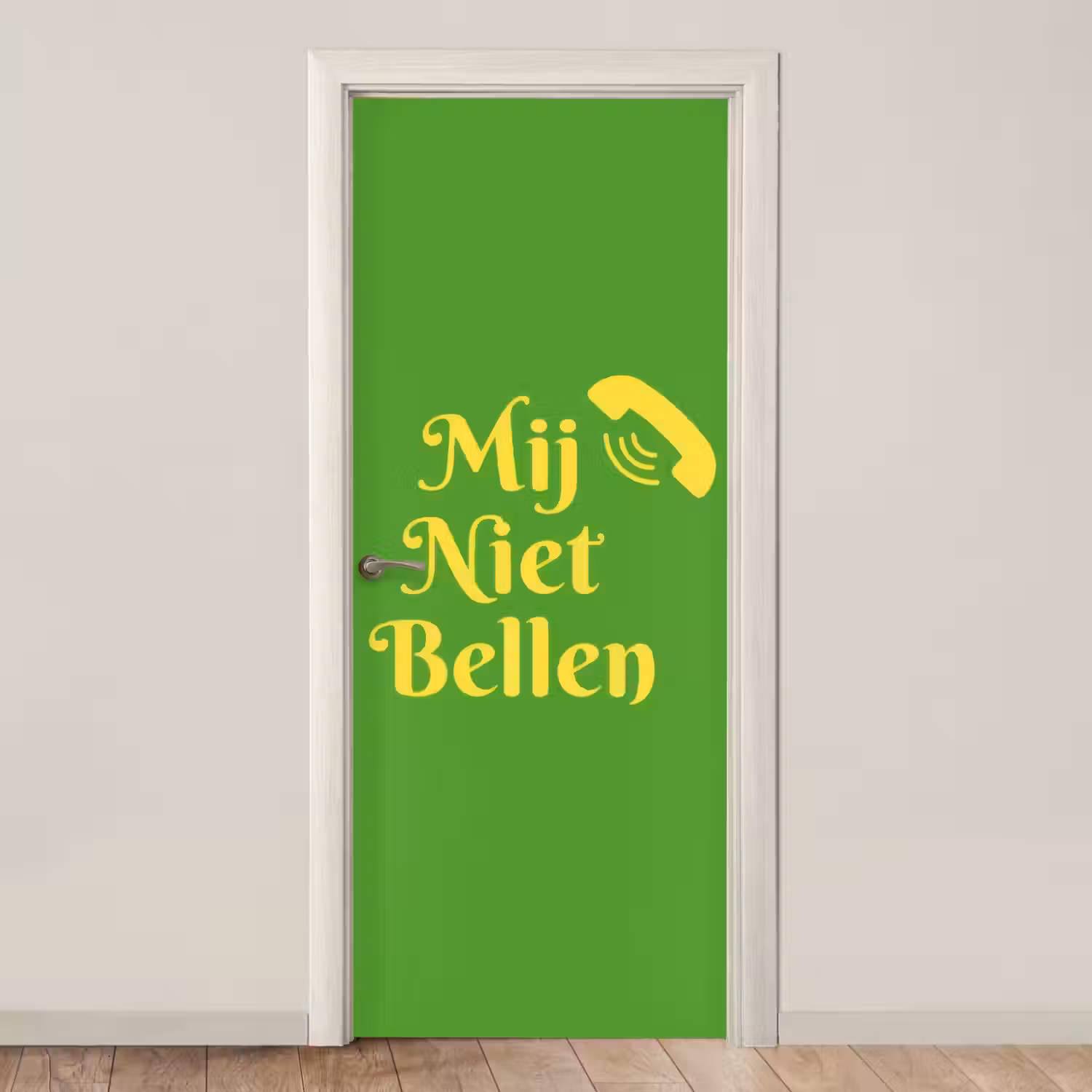 Mij niet bellen - Telefoon - Groen deurposter klein -3d_beige