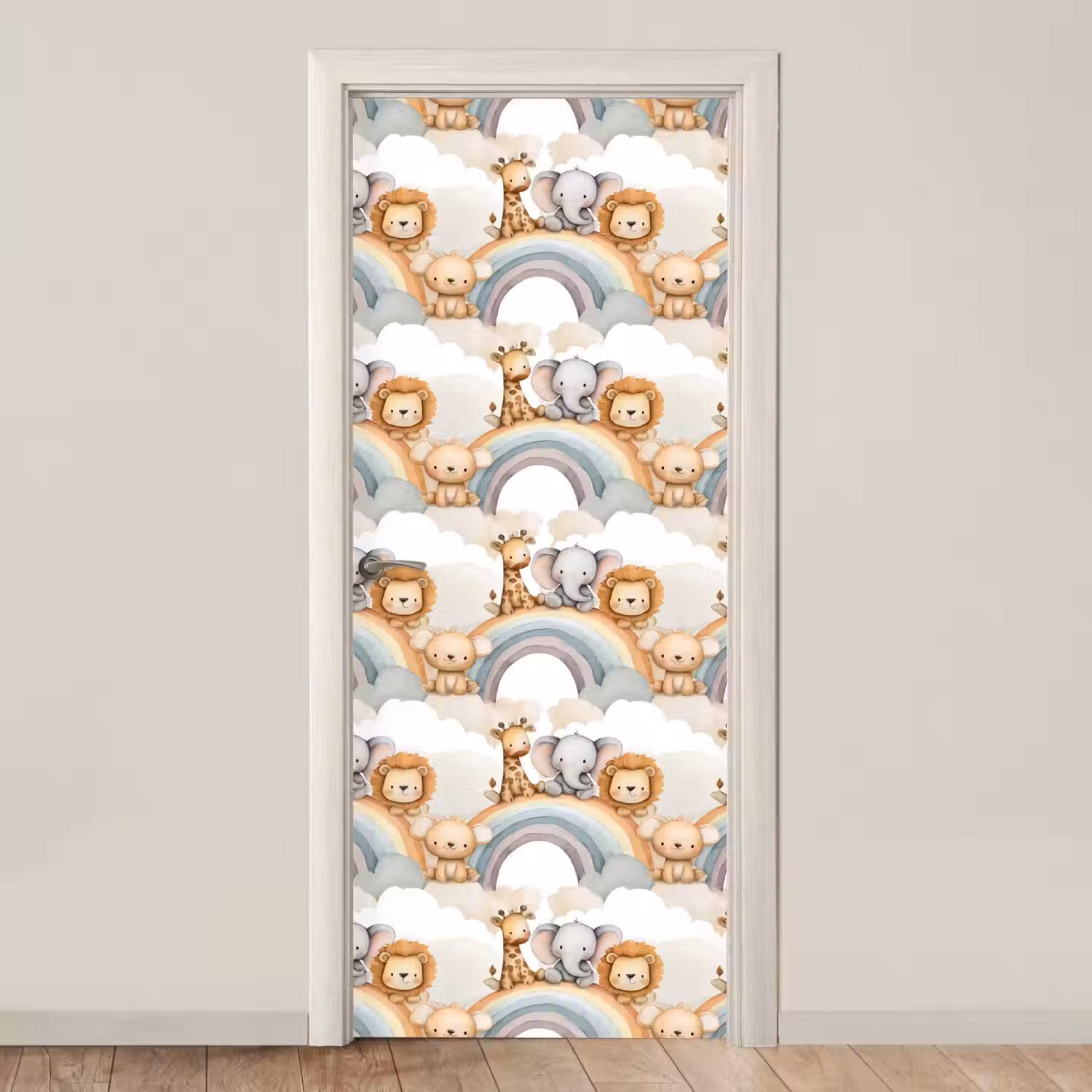 Safari - Regenboog - Kleurrijk deurposter klein 289 -3d_beige