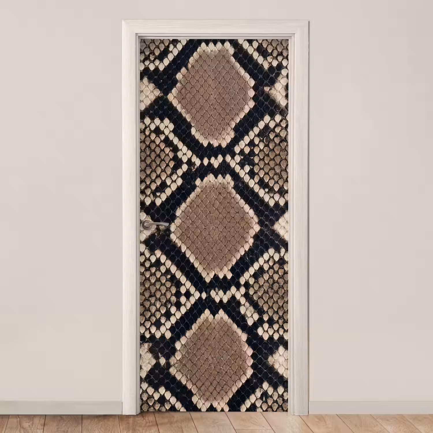 Slangenprint - Python - Bruin deurposter klein -3d_beige