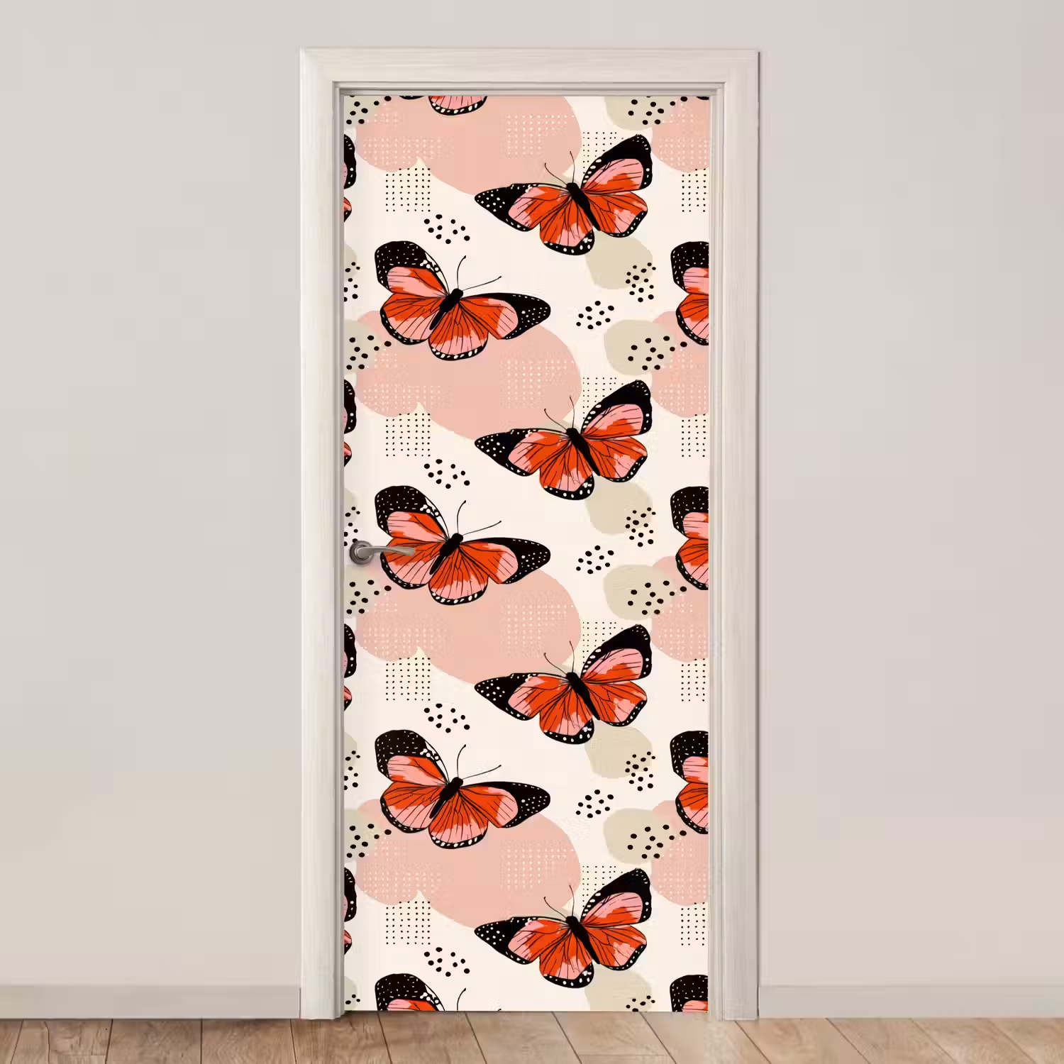 Vlinders - Retro - Kleurrijk deurposter klein 289 -3d_beige