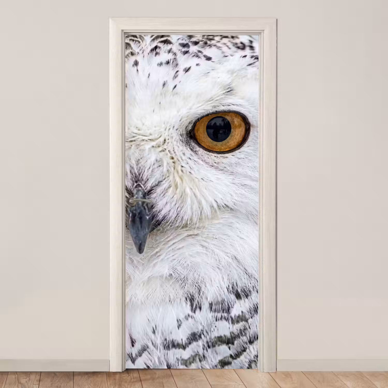 Sneeuwuil - Oog - Wildlife - Wit deurposter klein -3d_beige