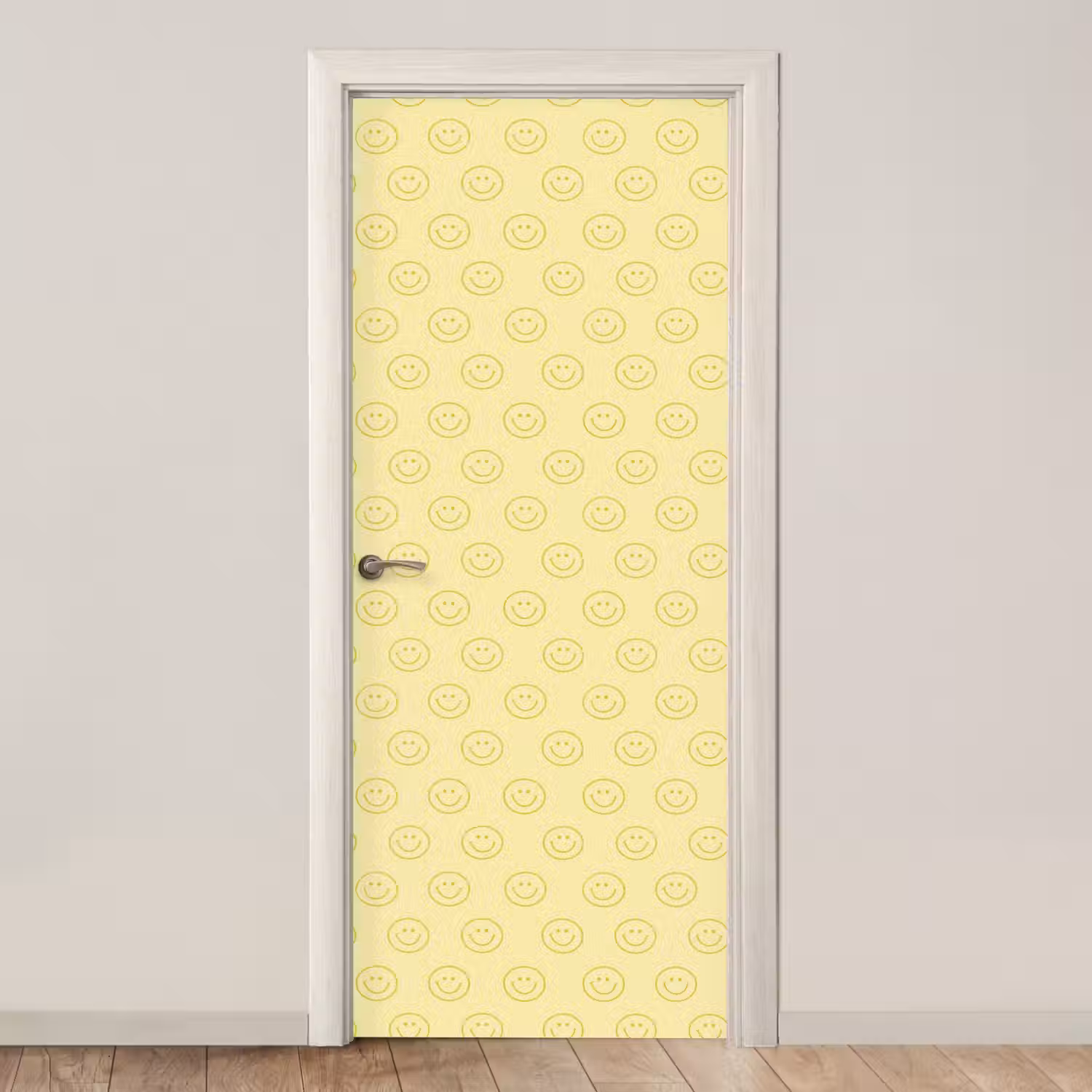 Smileys - Patroon - Retro - Zachtgeel deurposter klein 289 -3d_beige