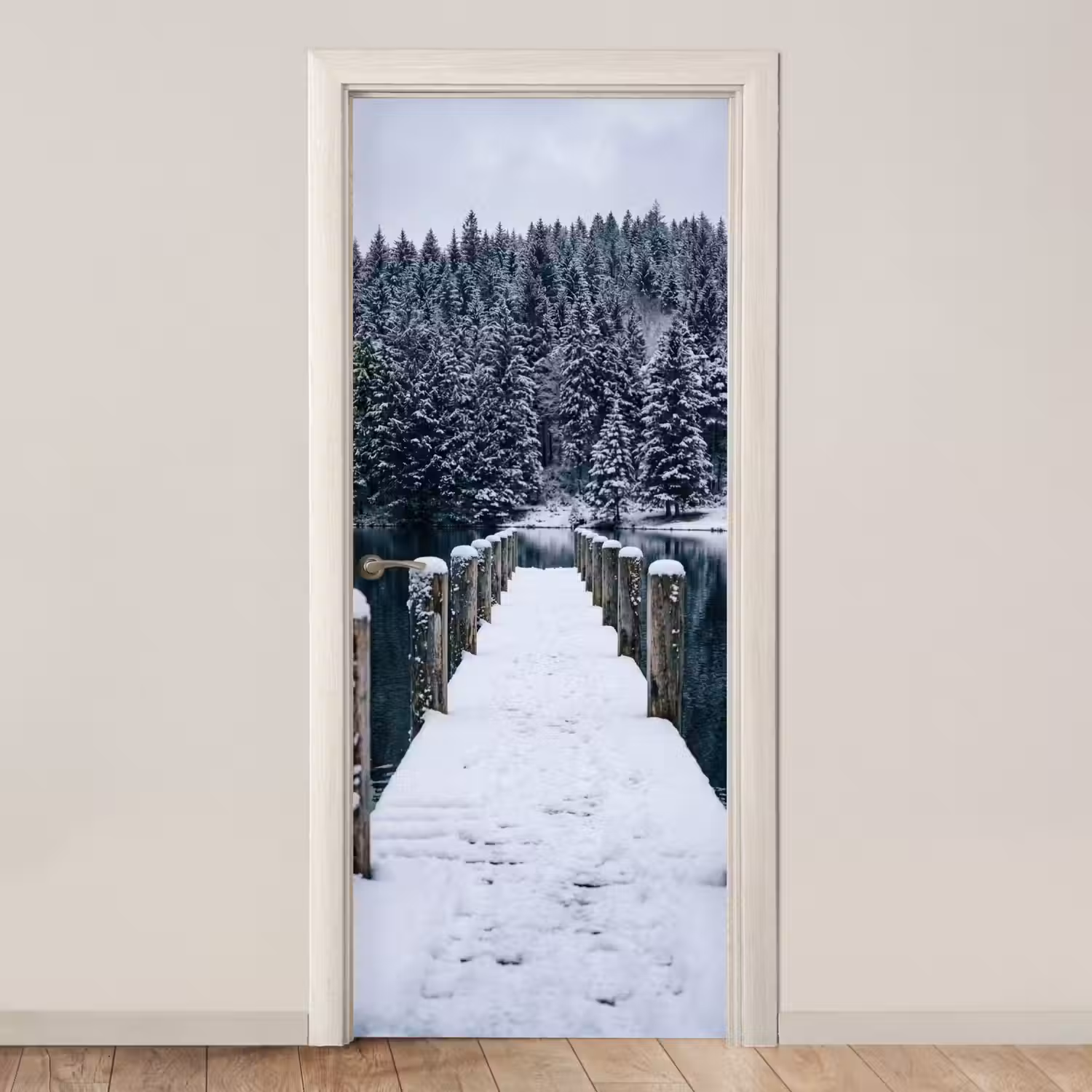 Steiger - Meer - Sneeuw - Bergen - Rustgevend deurposter klein -3d_beige