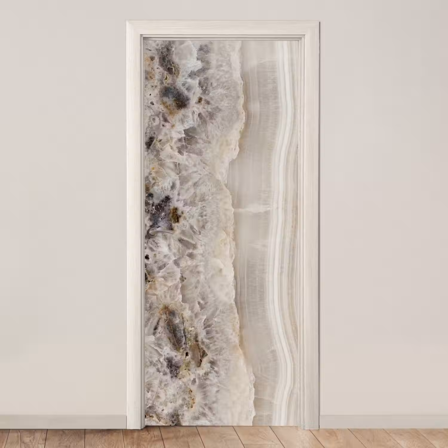 Steen - Textuur - Abstract - Beige - Wit deurposter klein -3d_beige