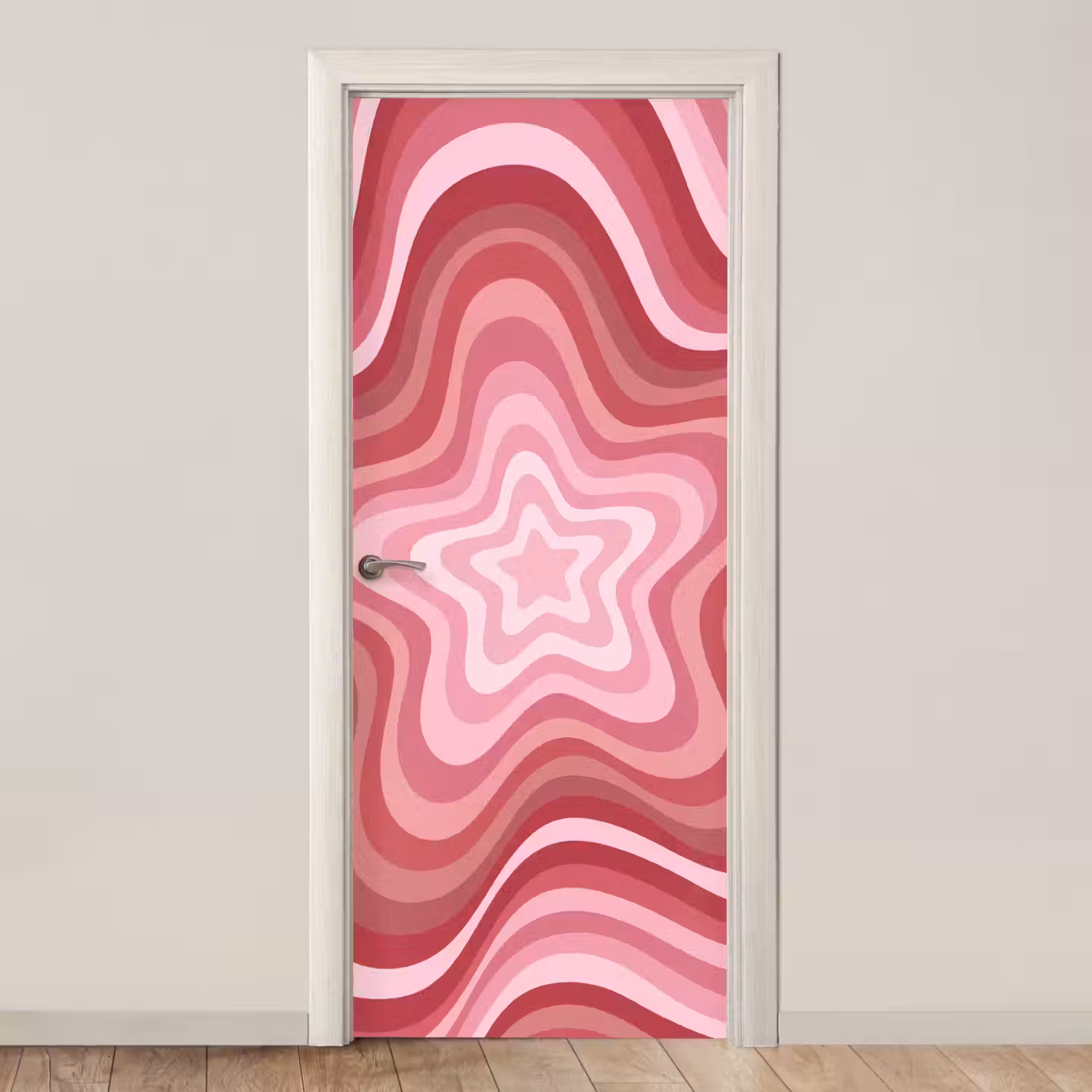 Ster - Golvend - Abstract - Roze deurposter klein -3d_beige