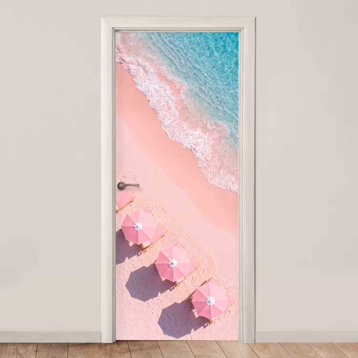 Strand - Roze zand - Zee - Zomer - Natuur deurposter klein -3d_beige