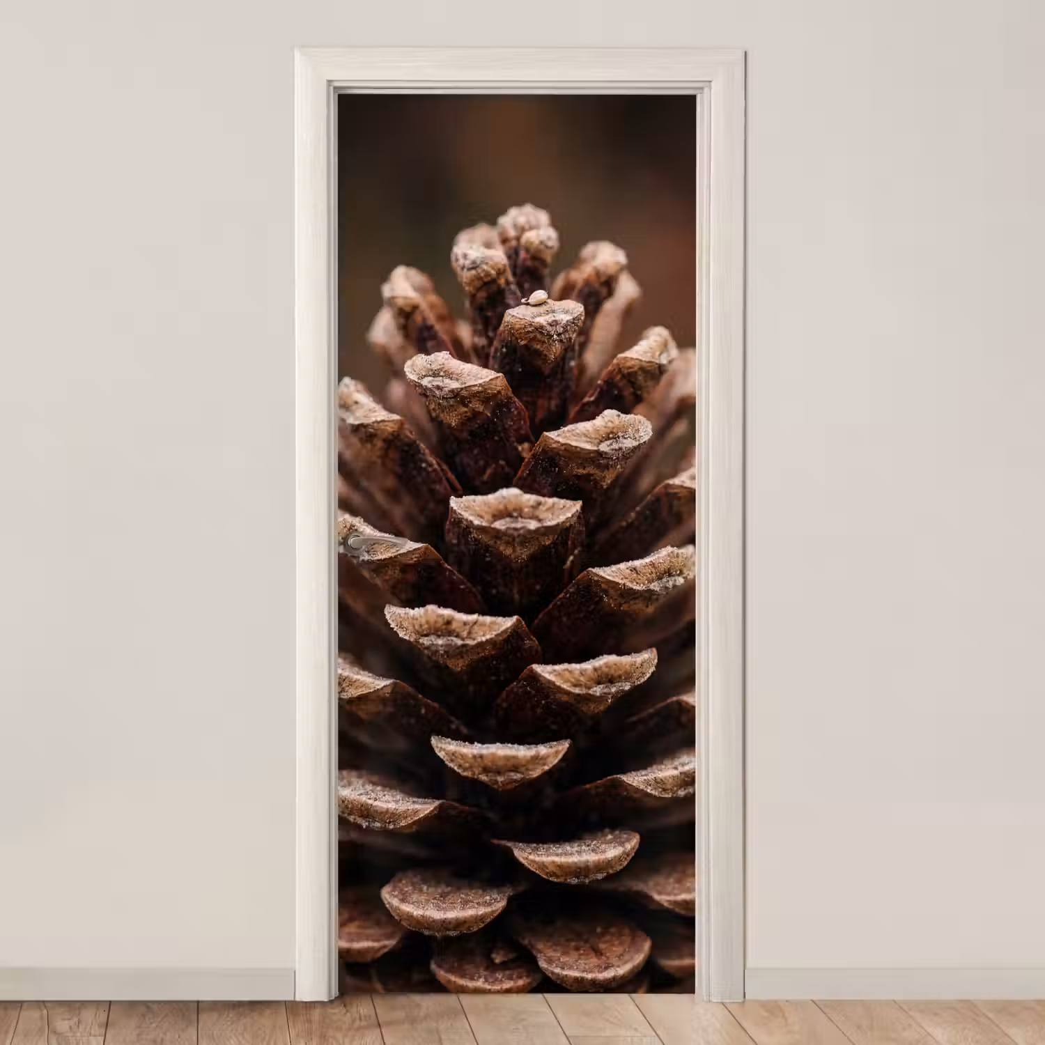 Dennenappel - Bos - Herfst - Bruin - Sfeervol deurposter klein -3d_beige