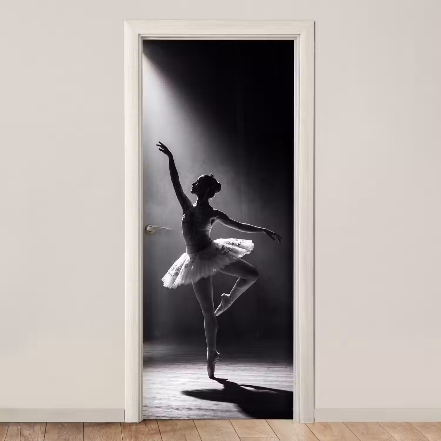 Danser - Podium - Zwart-wit - Kunst - Klassiek deurposter klein -3d_beige