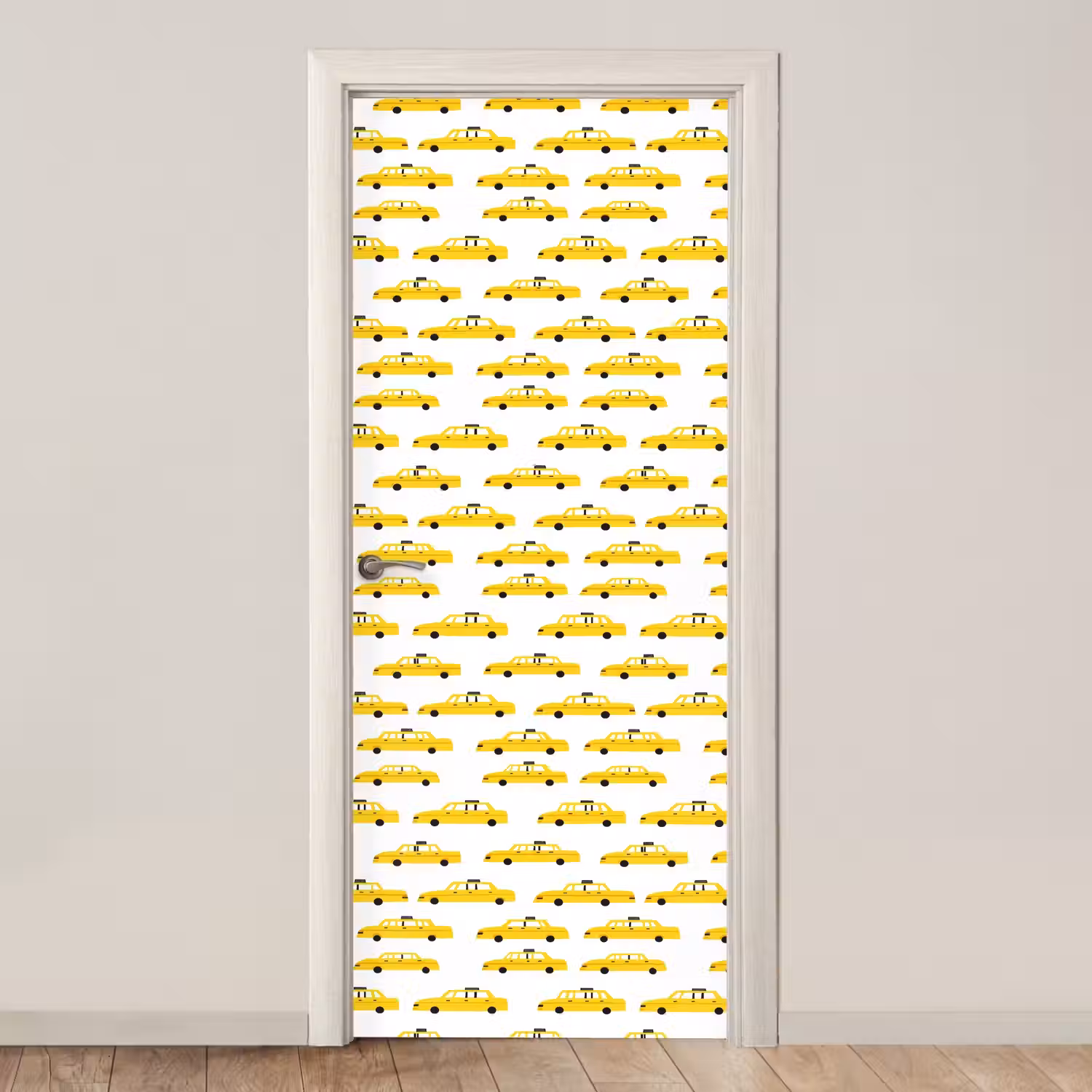 Taxi - Iconisch - Geel deurposter klein 289 -3d_beige