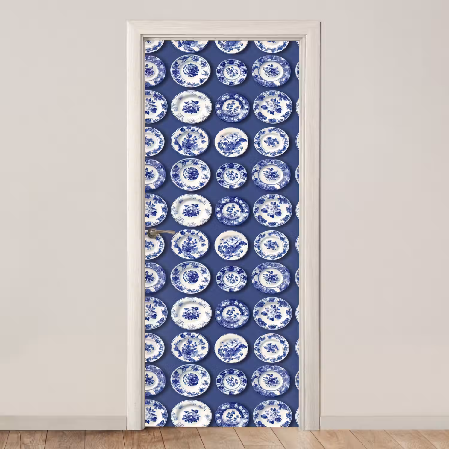 Borden - Floraal - Blauw deurposter klein 289 -3d_beige