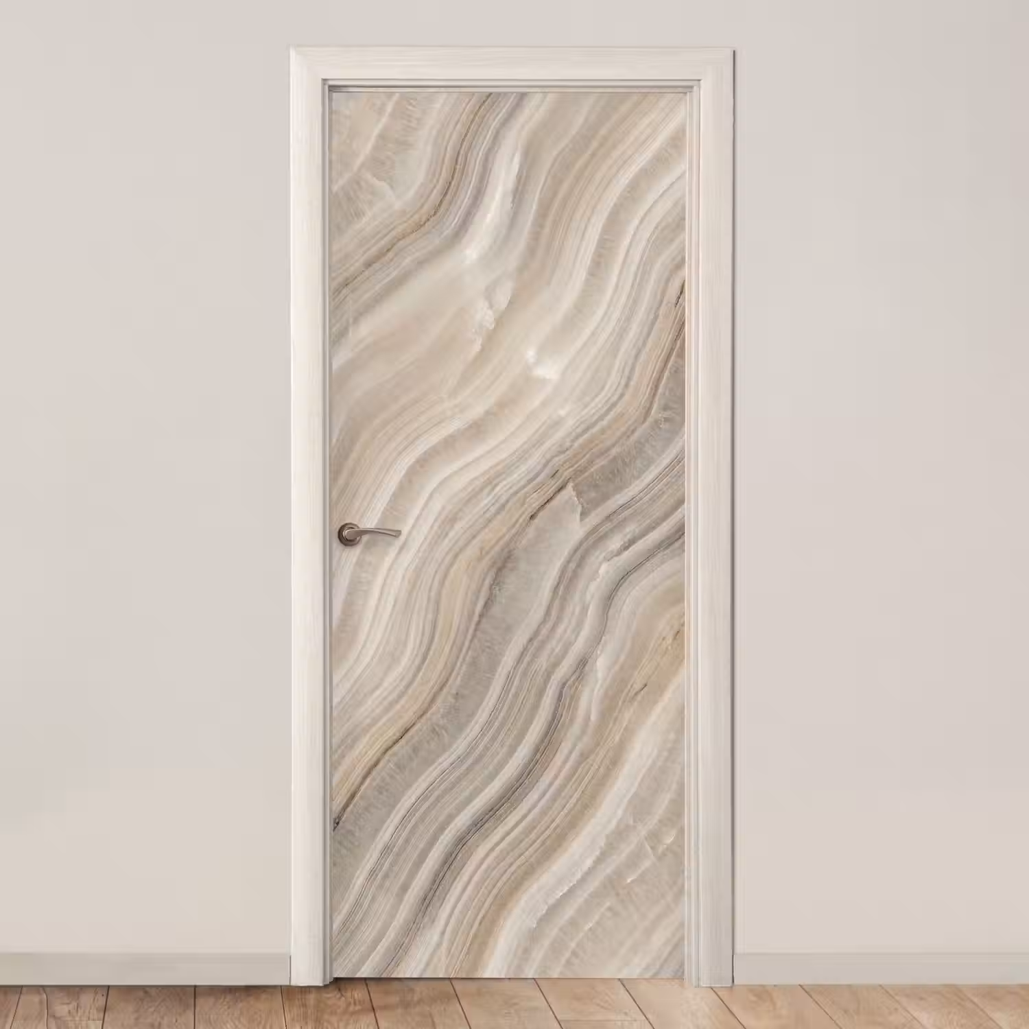 Textuur - Golvend - Abstract - Modern - Beige deurposter klein -3d_beige
