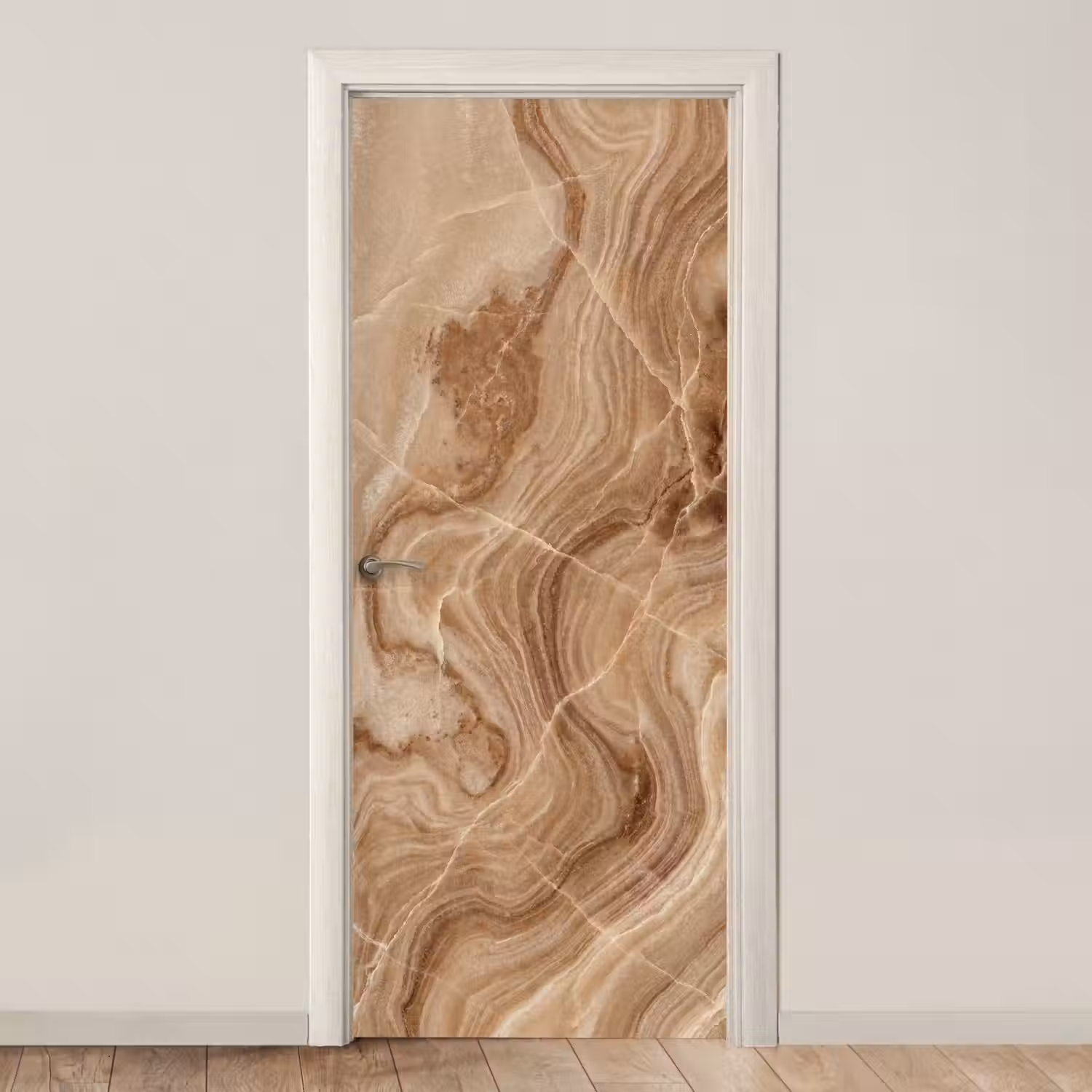 Textuur - Golvend - Abstract - Warm - Bruin deurposter klein -3d_beige