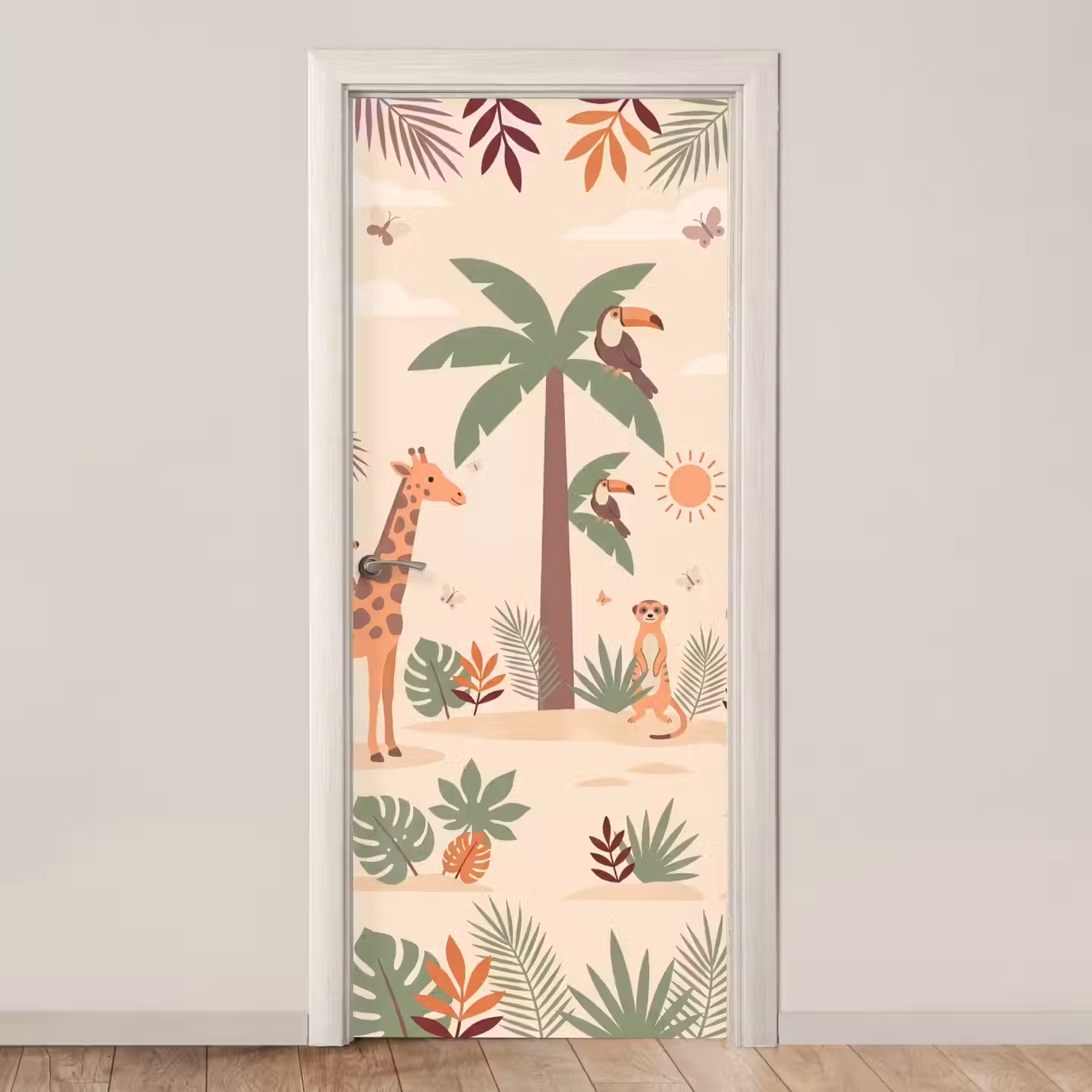 Dieren - Tropisch - Safari - Kleurrijk deurposter klein -3d_beige