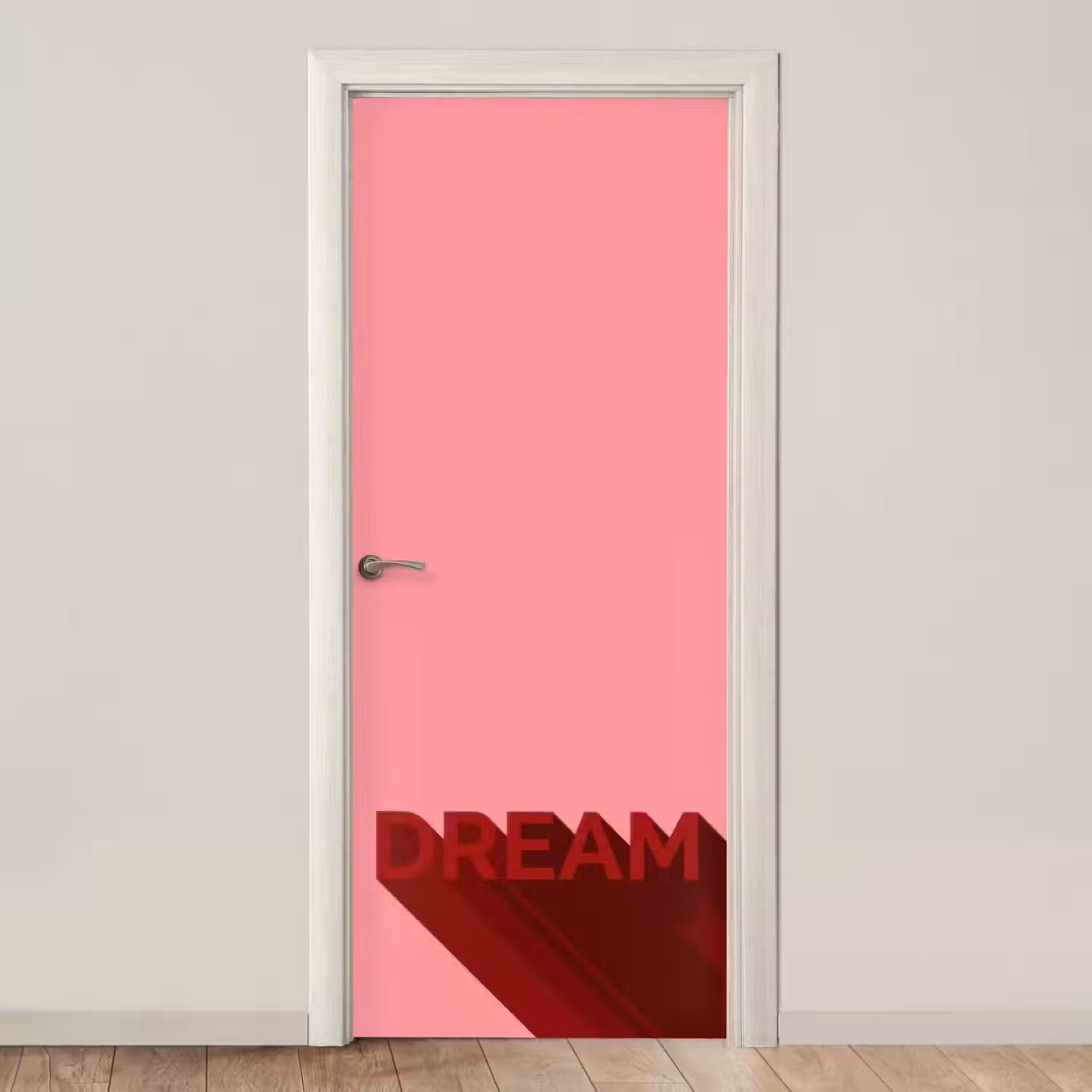 Dream - 3D - Rood - Roze deurposter klein -3d_beige