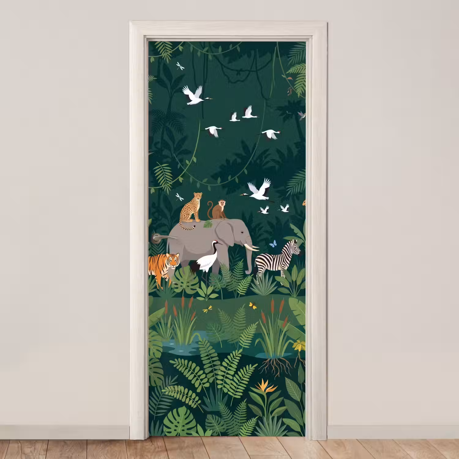 Tropisch - Jungle - Groen deurposter klein -3d_beige
