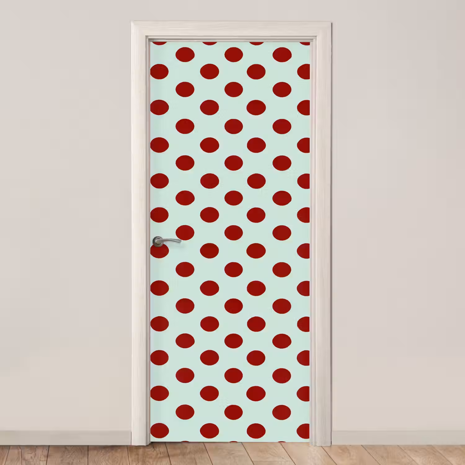 Polka - Dots - Rood deurposter klein 289 -3d_beige