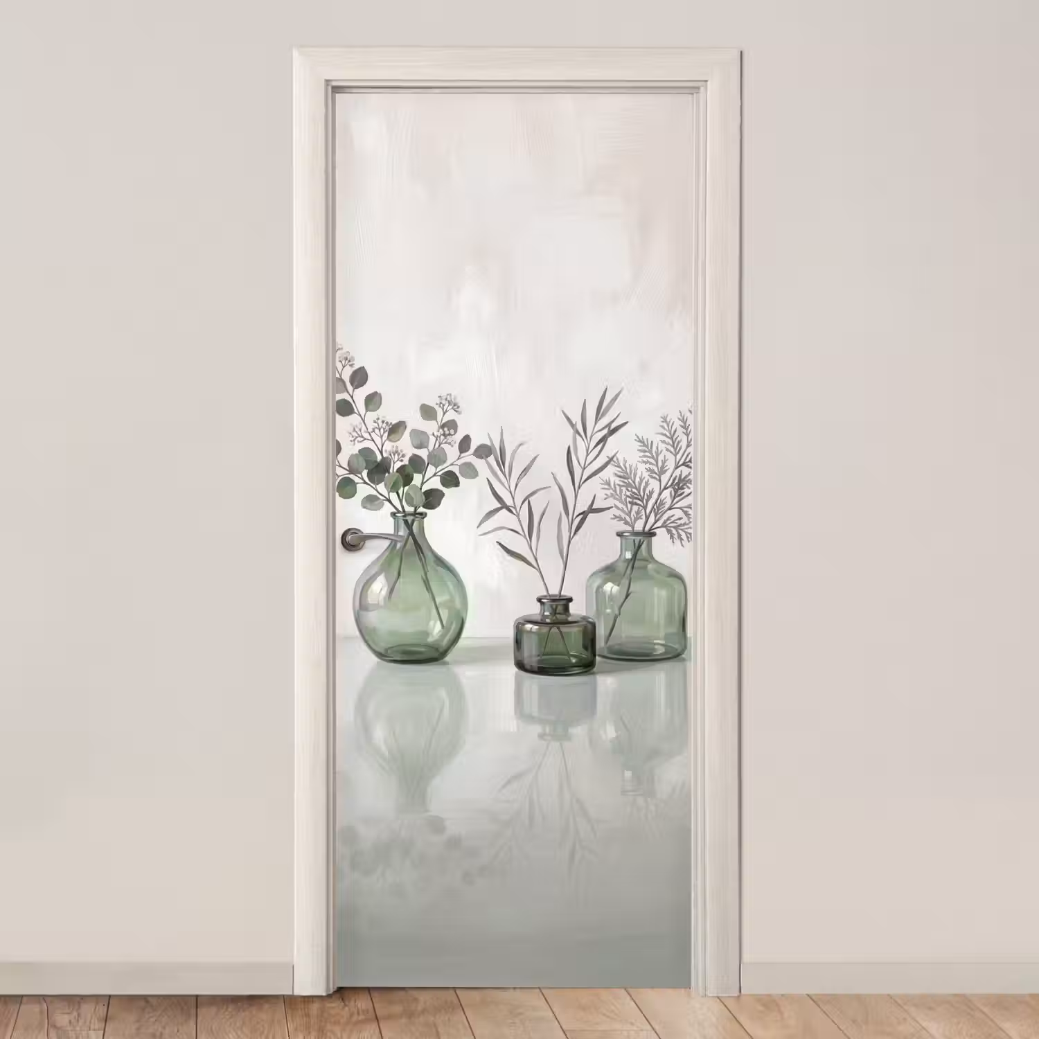 Vazen - Bladeren - Groen deurposter klein -3d_beige