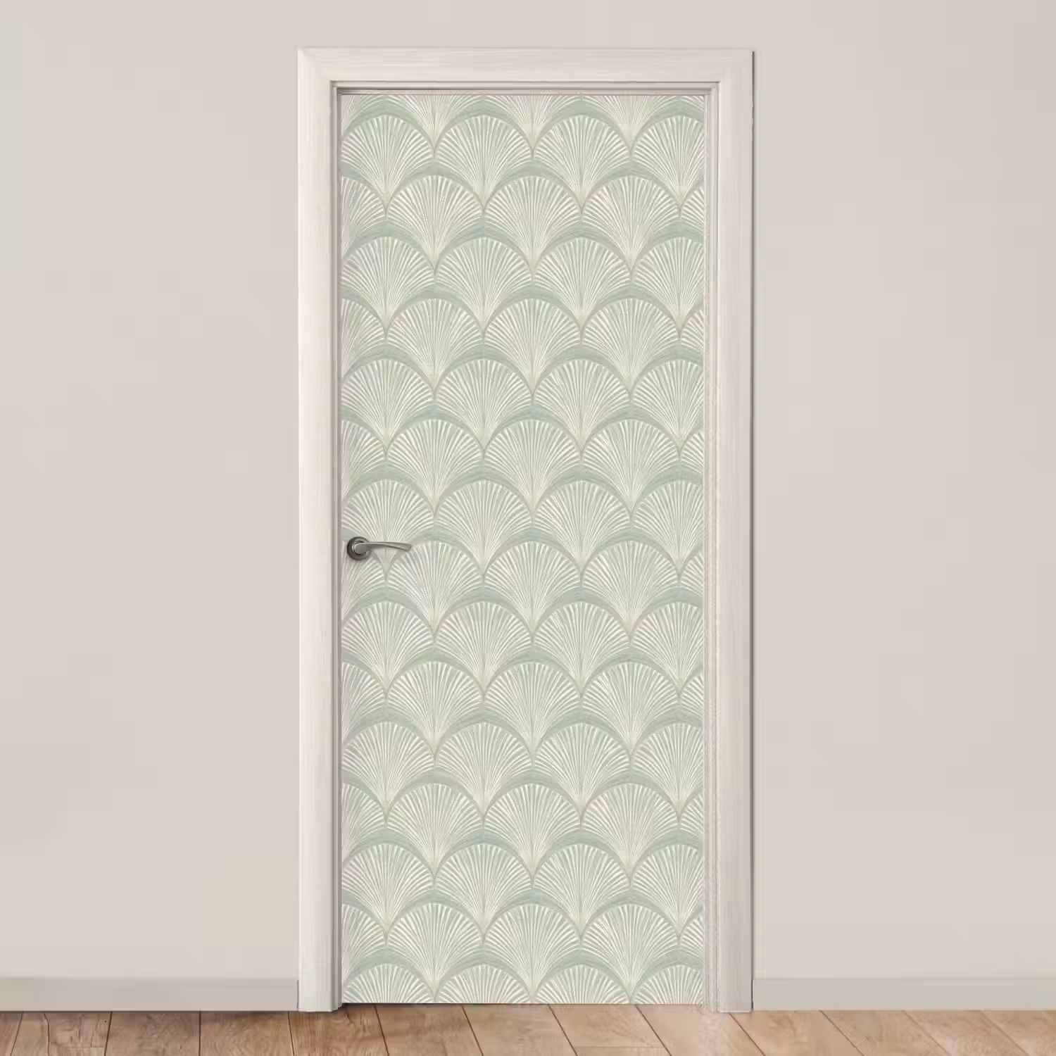 Waaiers - Patroon - Groen deurposter klein 289 -3d_beige
