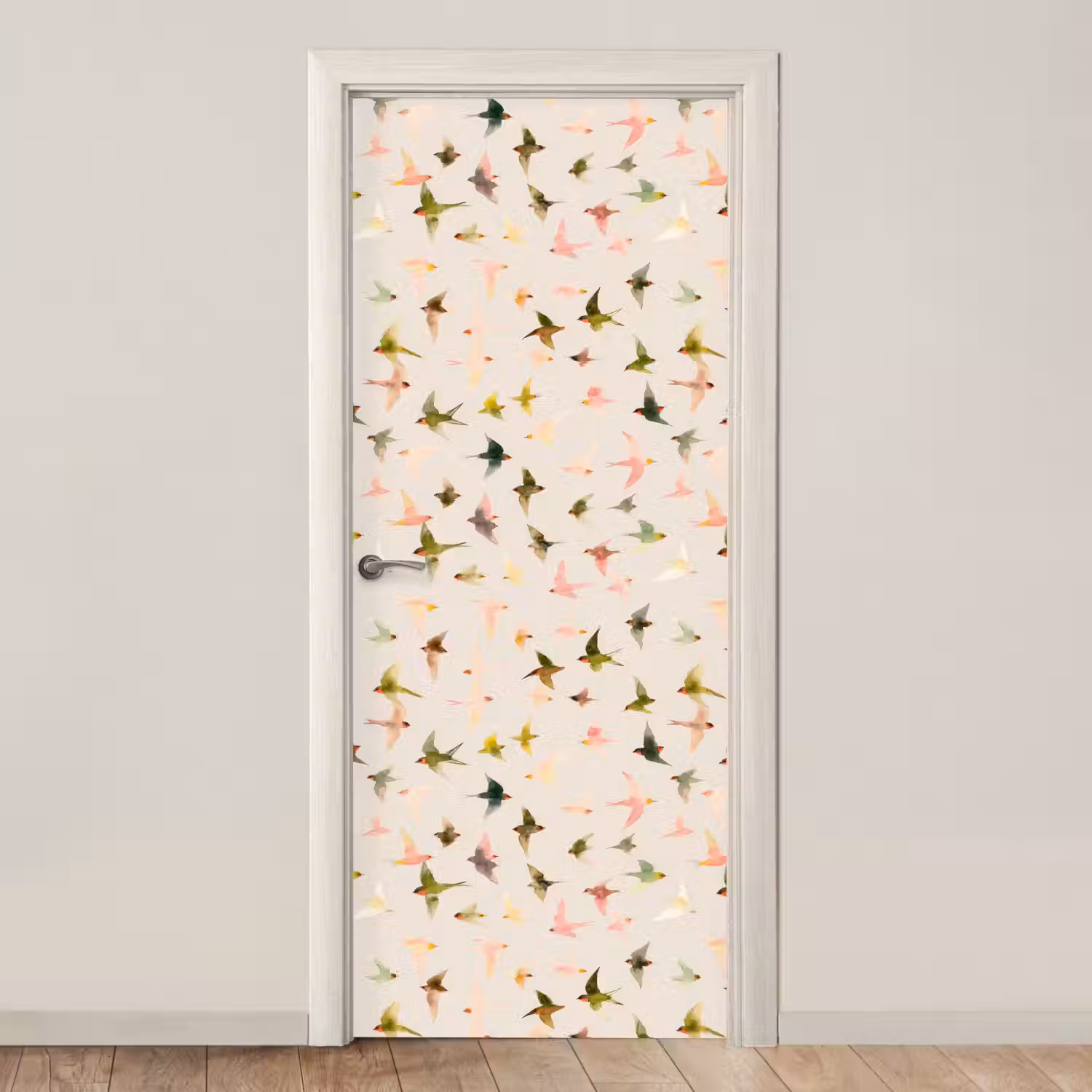Vogels - Vliegen - Kleurrijk deurposter klein 289 -3d_beige