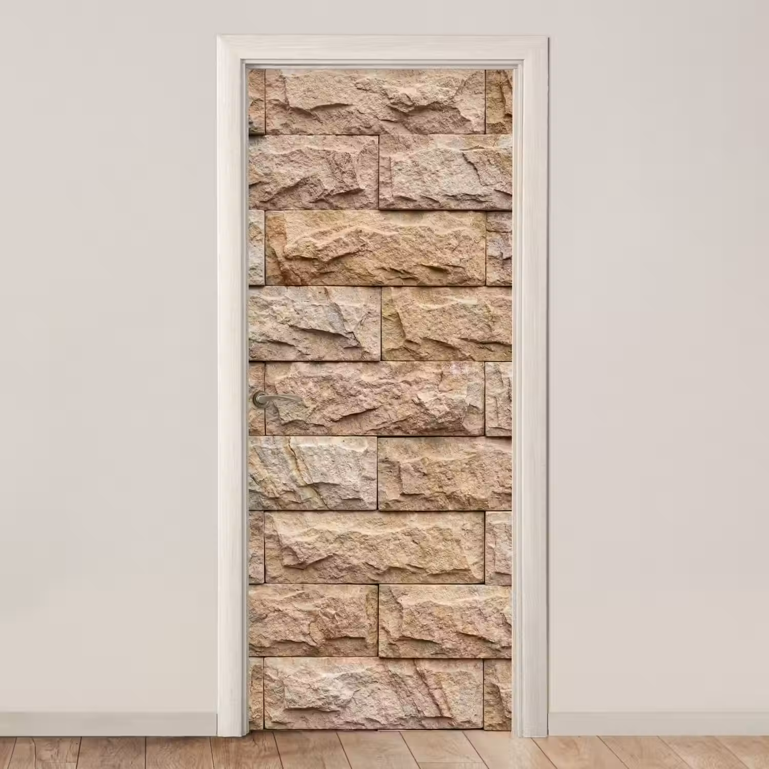 Muur - Steen - Ruw - Textuur - Beige deurposter klein -3d_beige