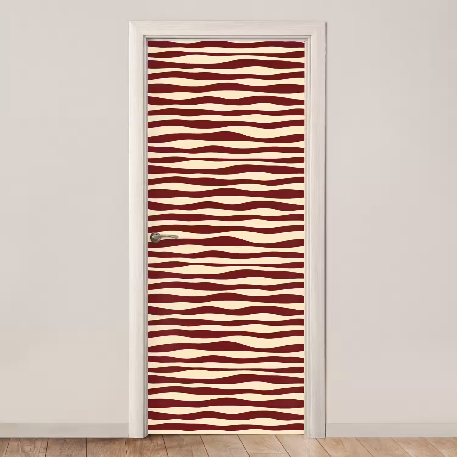Golven - Rood - Patroon - Crème deurposter klein 289 -3d_beige