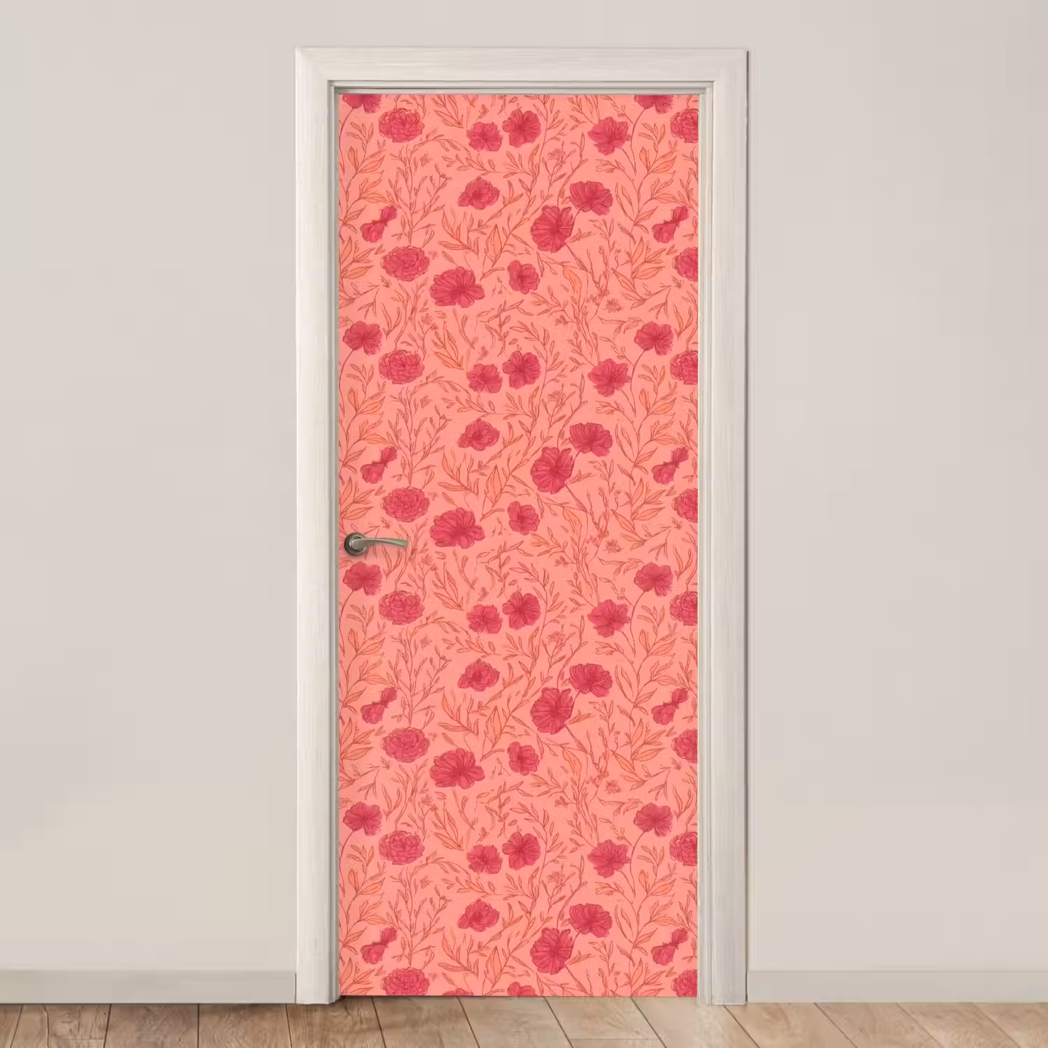 Weidebloemen - Romantisch - Roze deurposter klein 289 -3d_beige