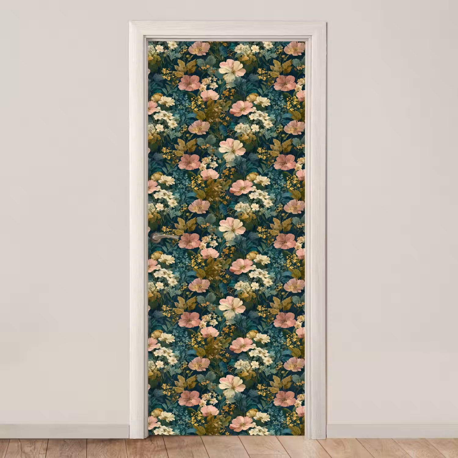 Wilde bloemen - Botanisch - Patroon - Roze - Romantisch deurposter klein 289 -3d_beige