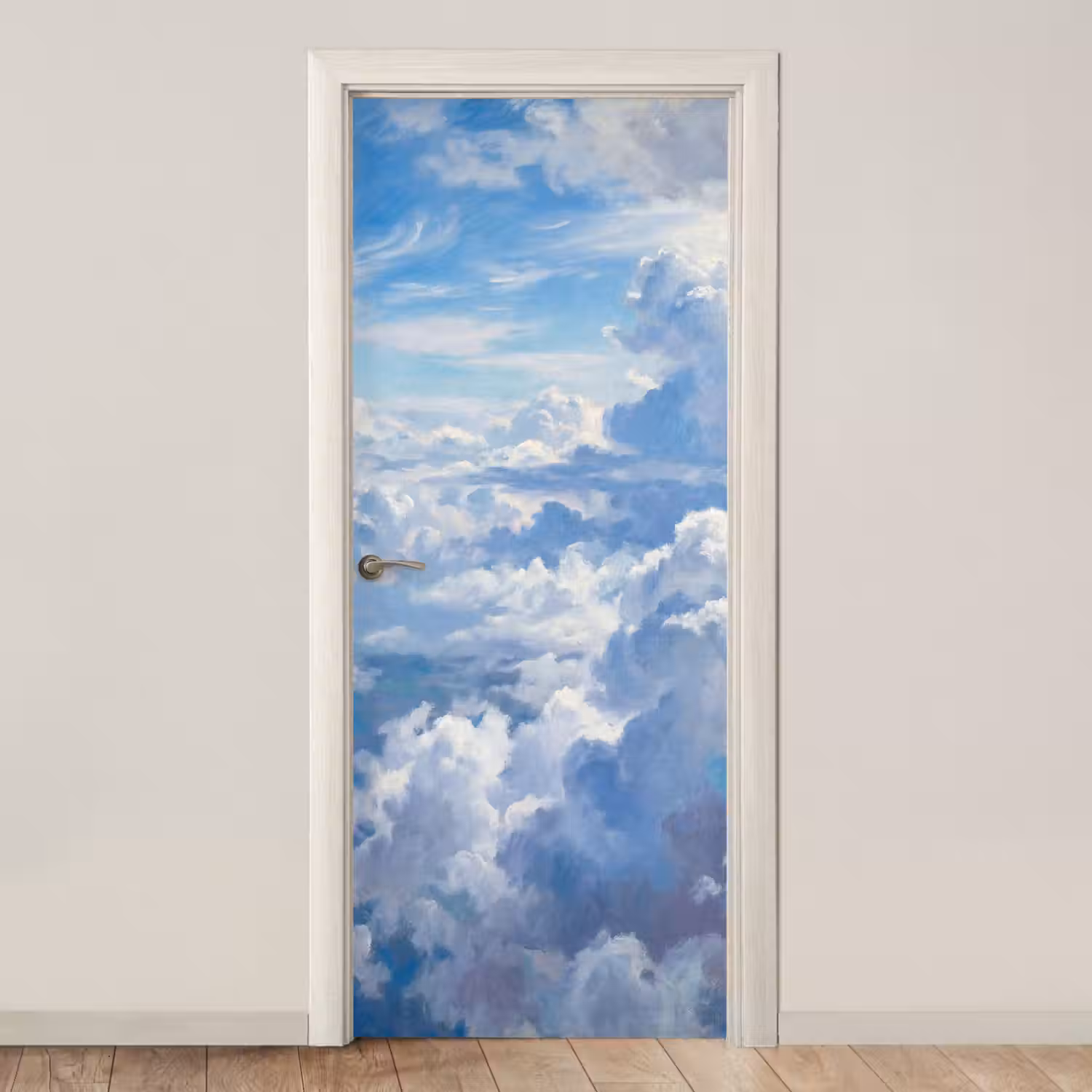 Wolken - Lucht - Natuur - Abstract - Blauw deurposter klein -3d_beige
