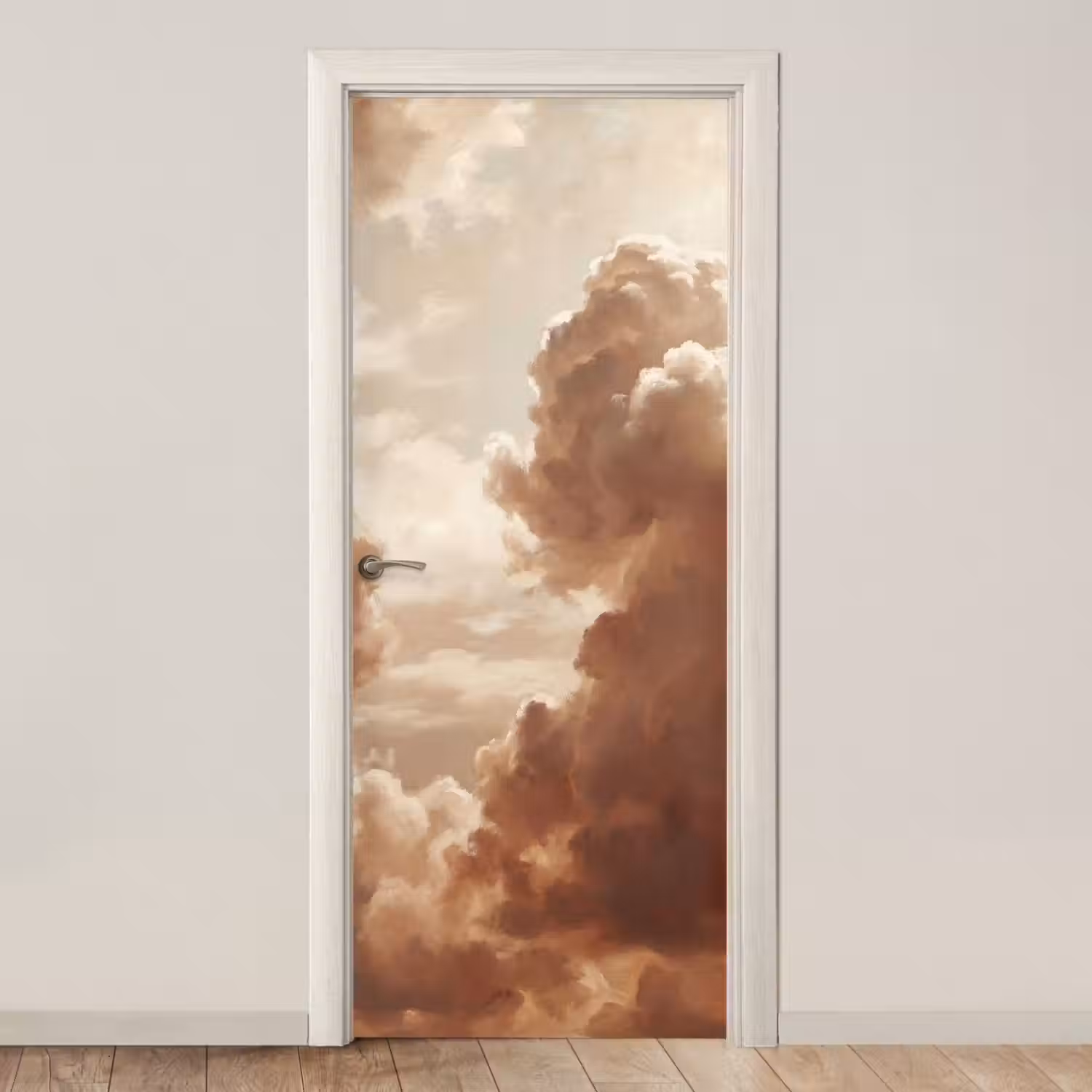 Wolken - Lucht - Natuur - Modern - Bruin deurposter klein -3d_beige