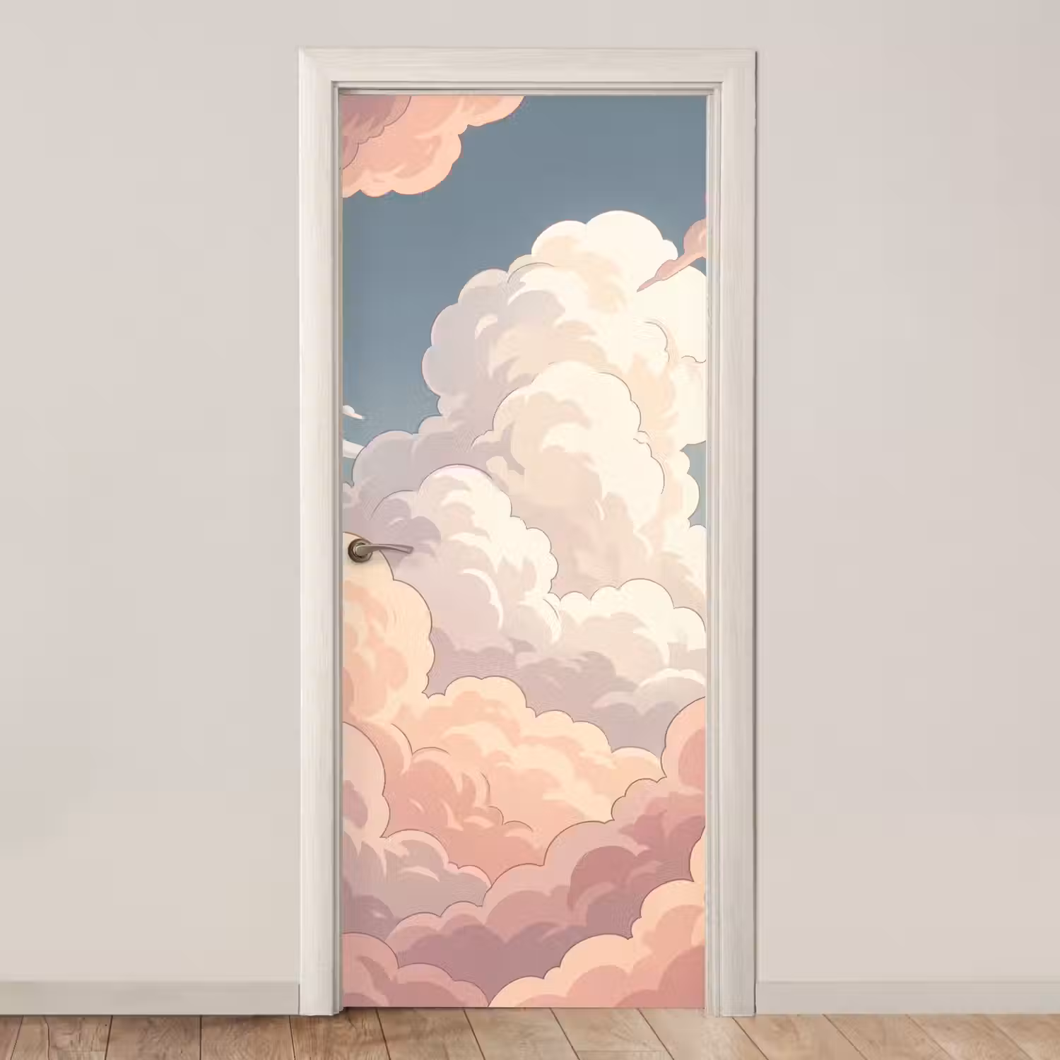Wolken - Lucht - Natuur - Pastel - Roze deurposter klein -3d_beige