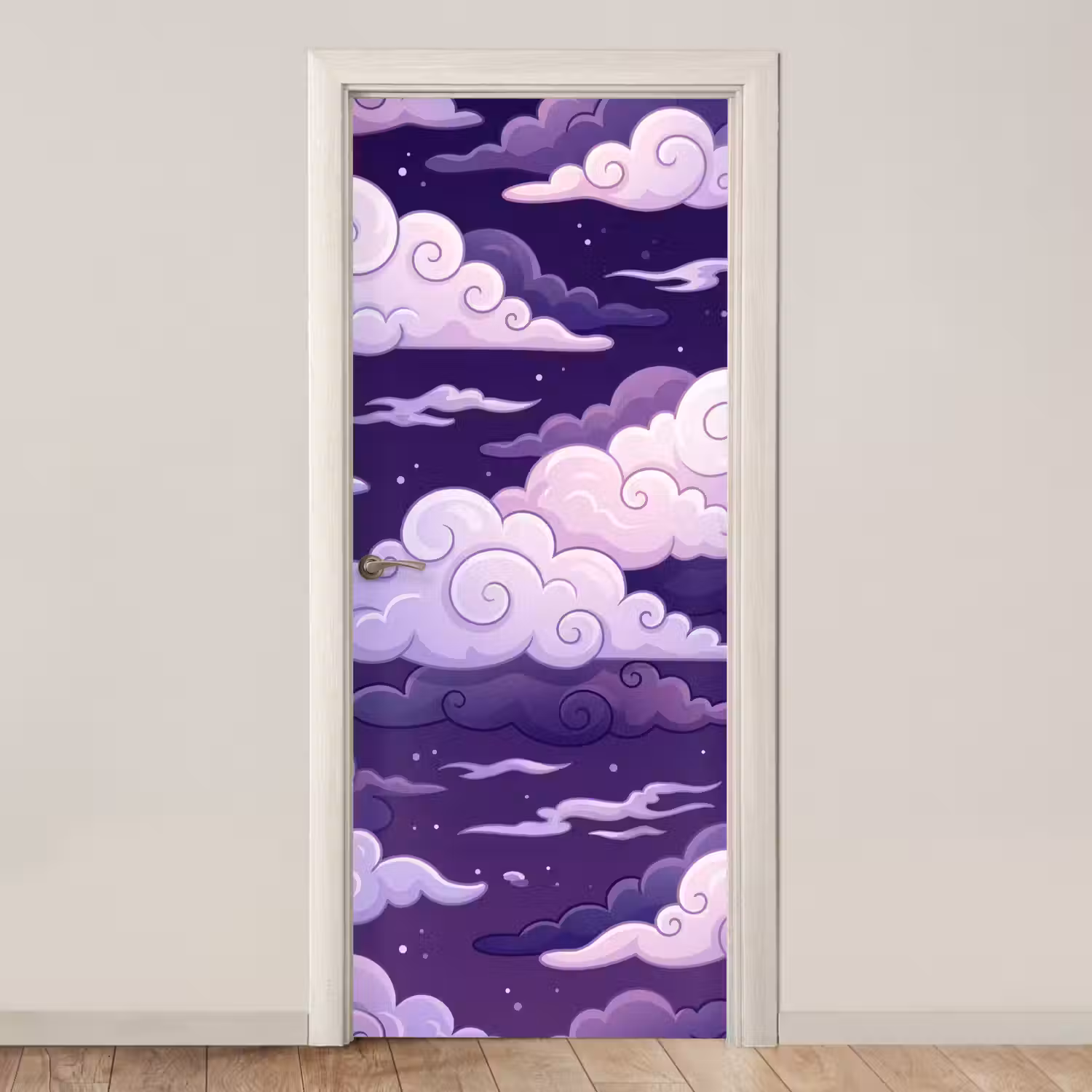 Wolken - Nacht - Natuur - Abstract - Paars deurposter klein -3d_beige